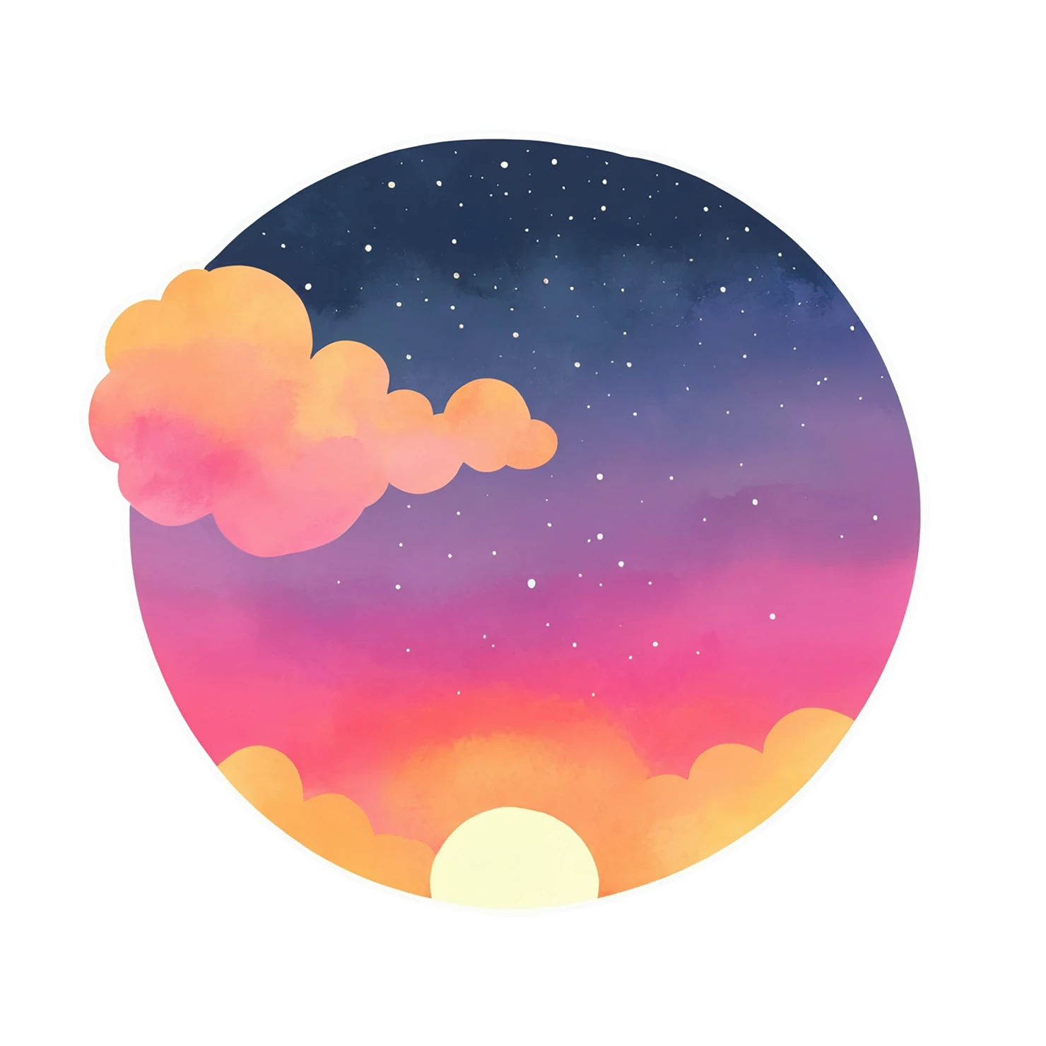 Sunset watercolor sticker isolated on transparent background #22715