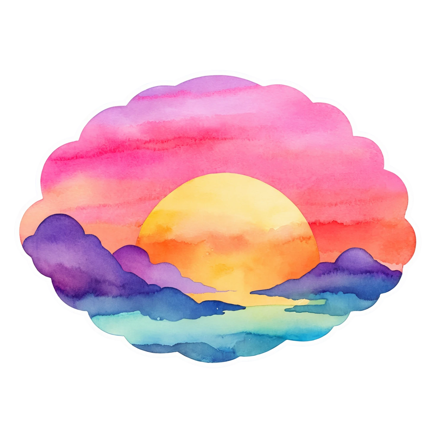Sunset watercolor sticker isolated on transparent background #22716