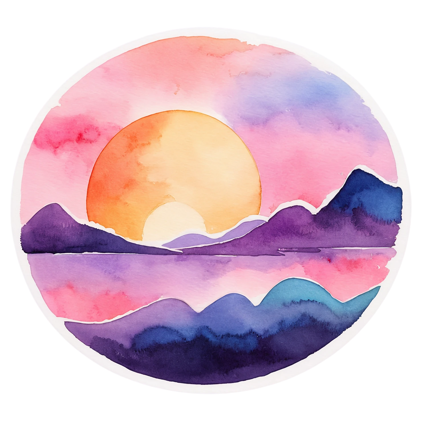 Sunset watercolor sticker isolated on transparent background #22720