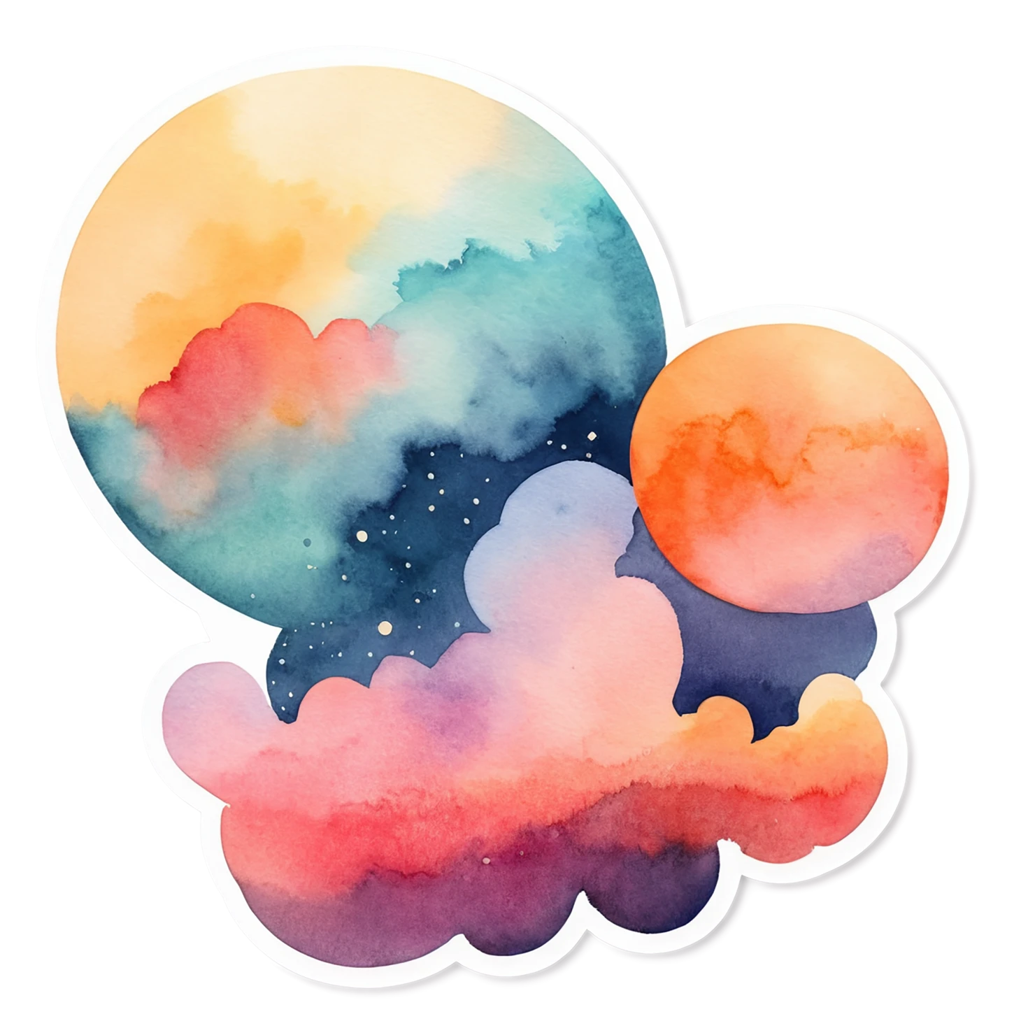 Sunset watercolor sticker isolated on transparent background #22721