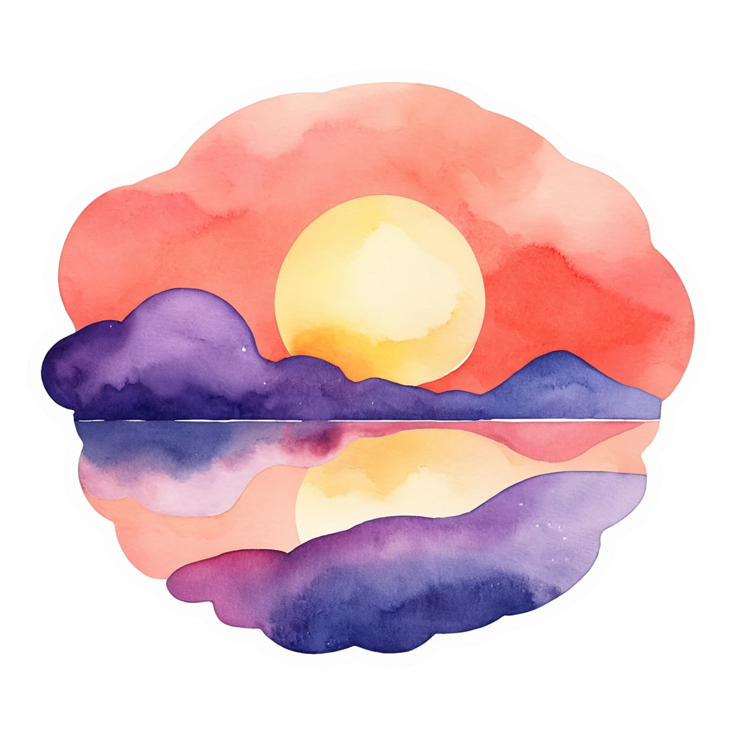 Sunset watercolor sticker isolated on transparent background #22722