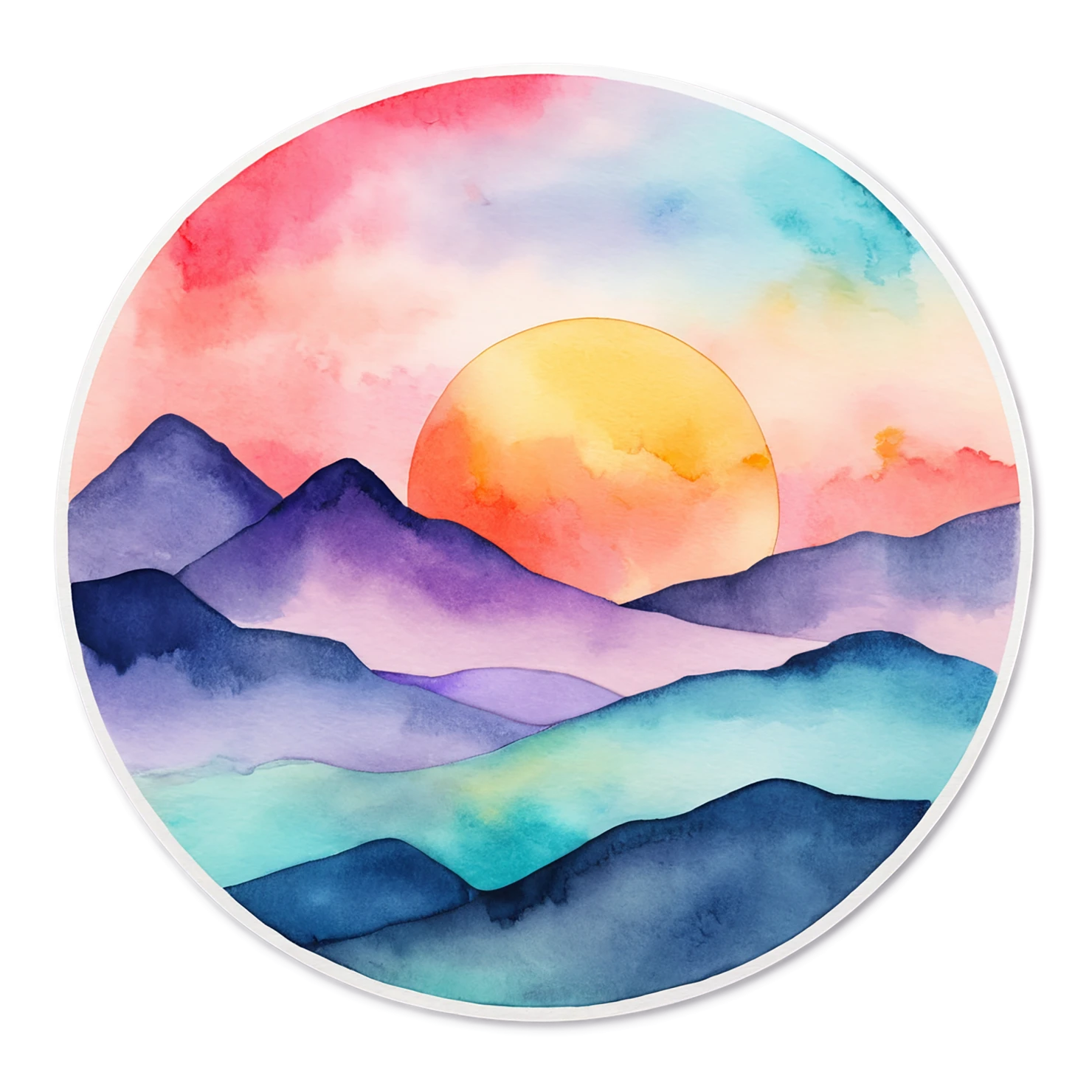 Sunset watercolor sticker isolated on transparent background #22723