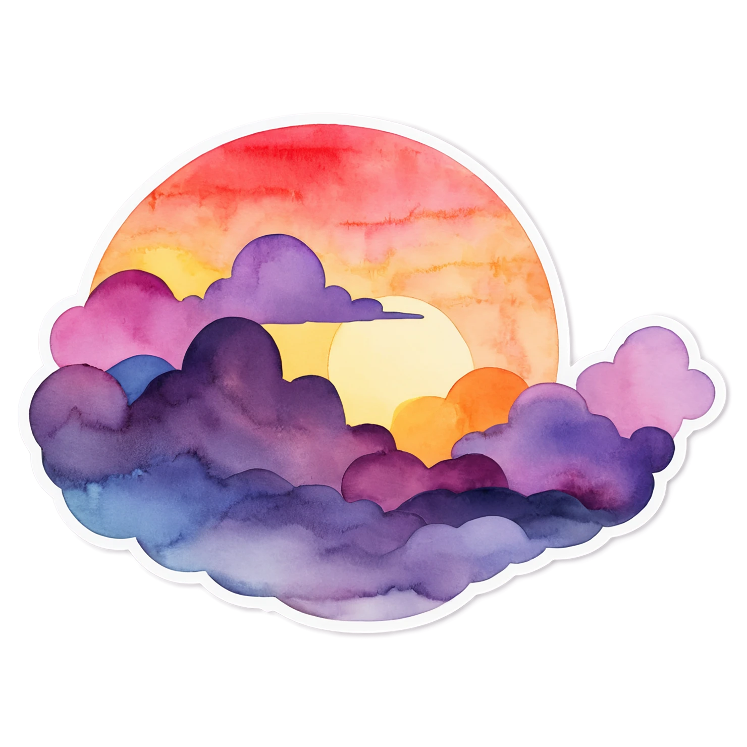 Sunset watercolor sticker isolated on transparent background #22725
