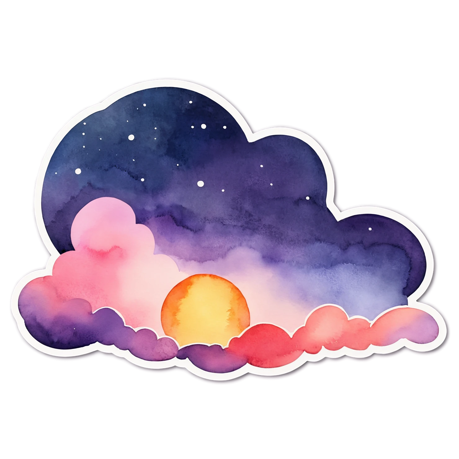 Sunset watercolor sticker isolated on transparent background #22726