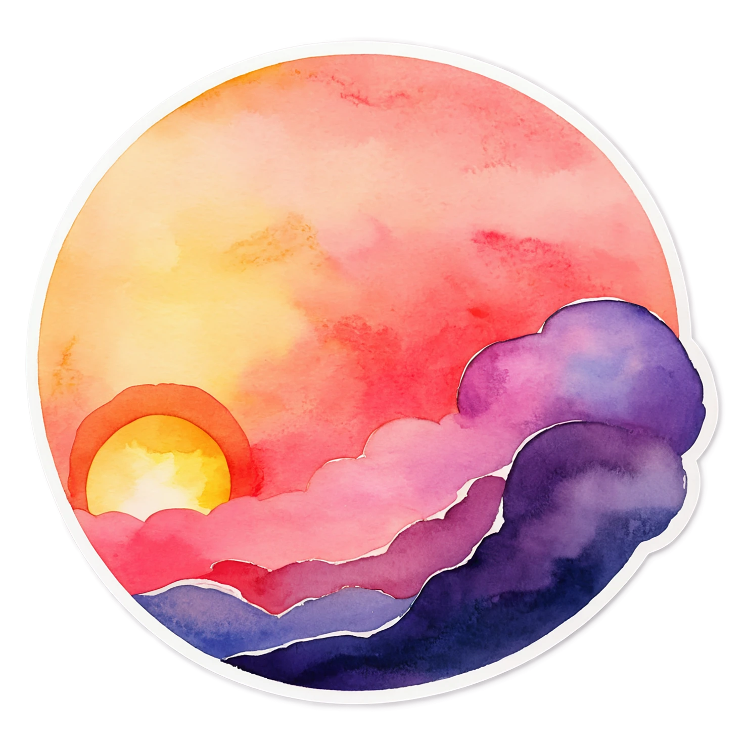 Sunset watercolor sticker isolated on transparent background #22727