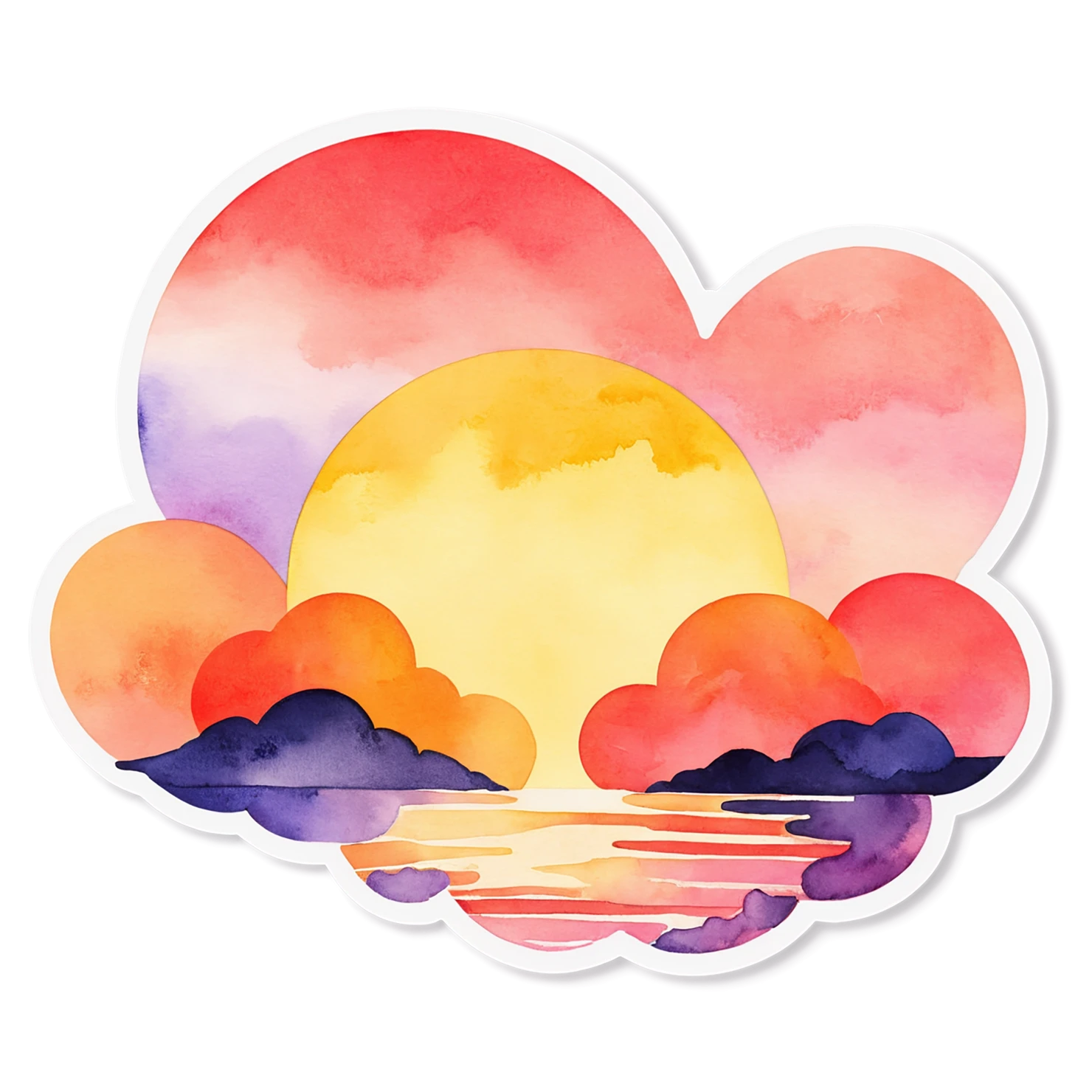 Sunset watercolor sticker isolated on transparent background #22728