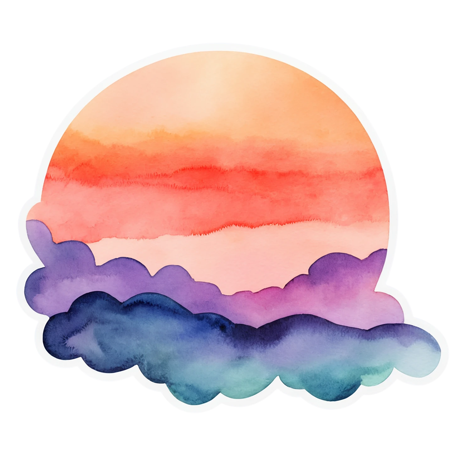 Sunset watercolor sticker isolated on transparent background #22729