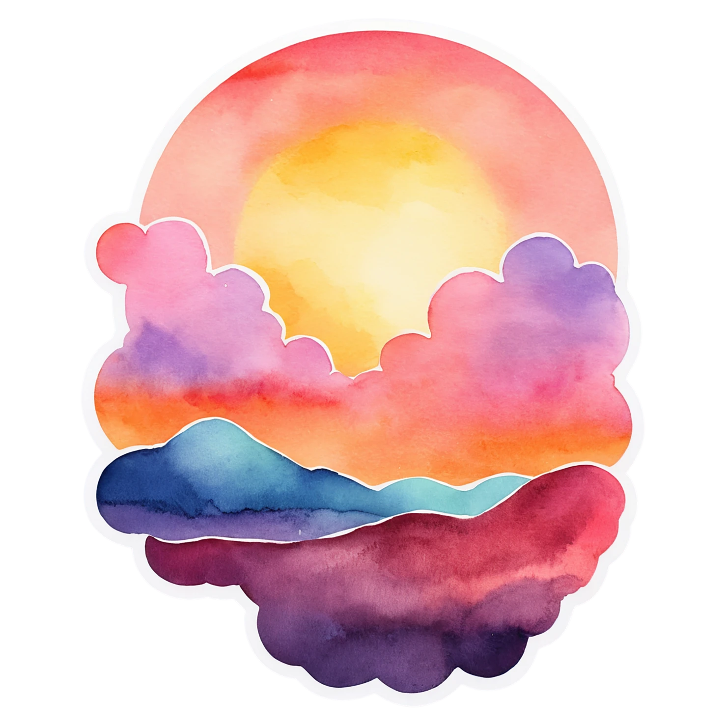 Sunset watercolor sticker isolated on transparent background #22730