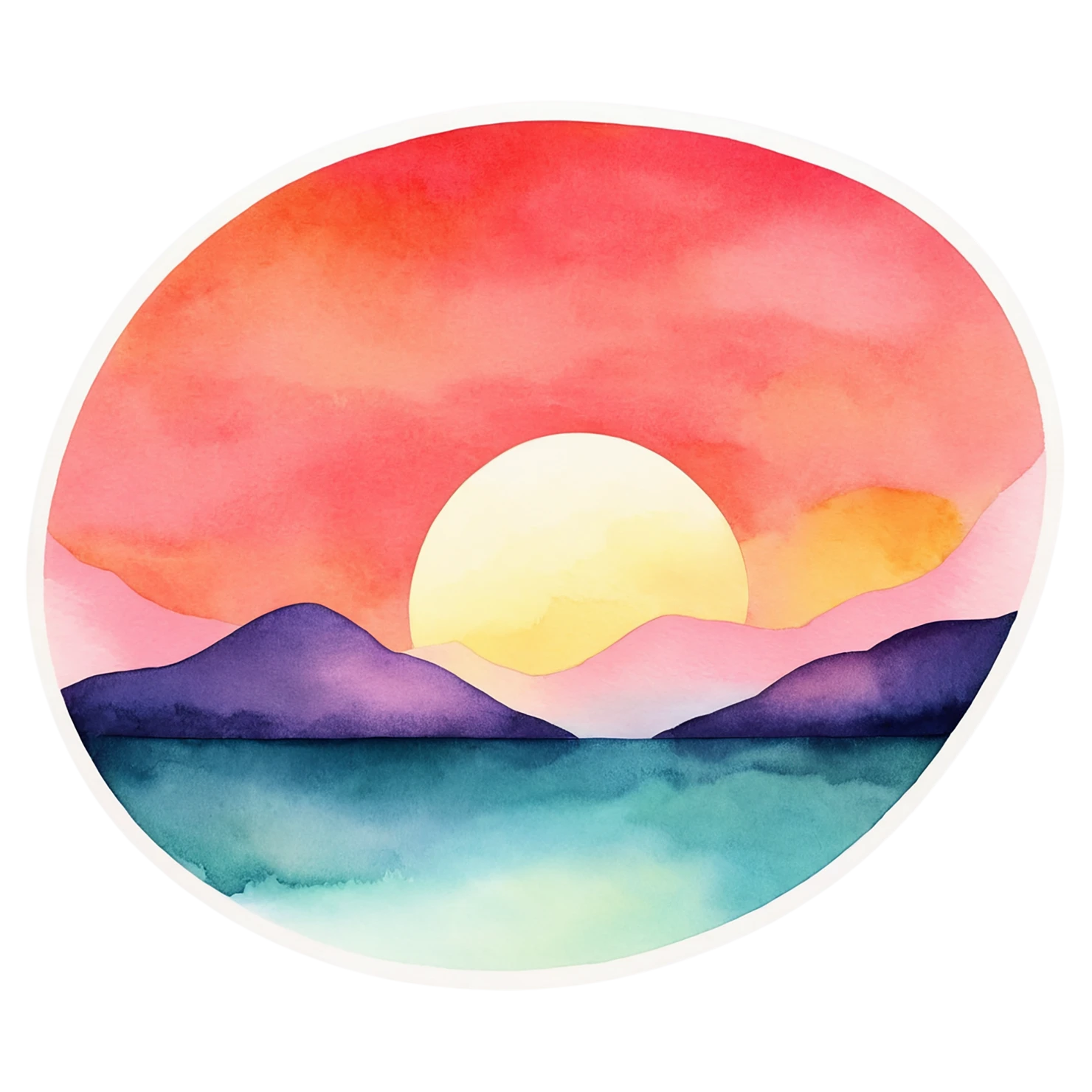 Sunset watercolor sticker isolated on transparent background #22731