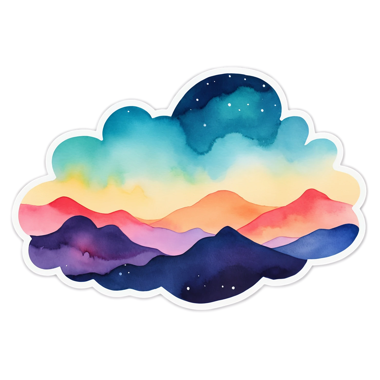 Sunset watercolor sticker isolated on transparent background #22732