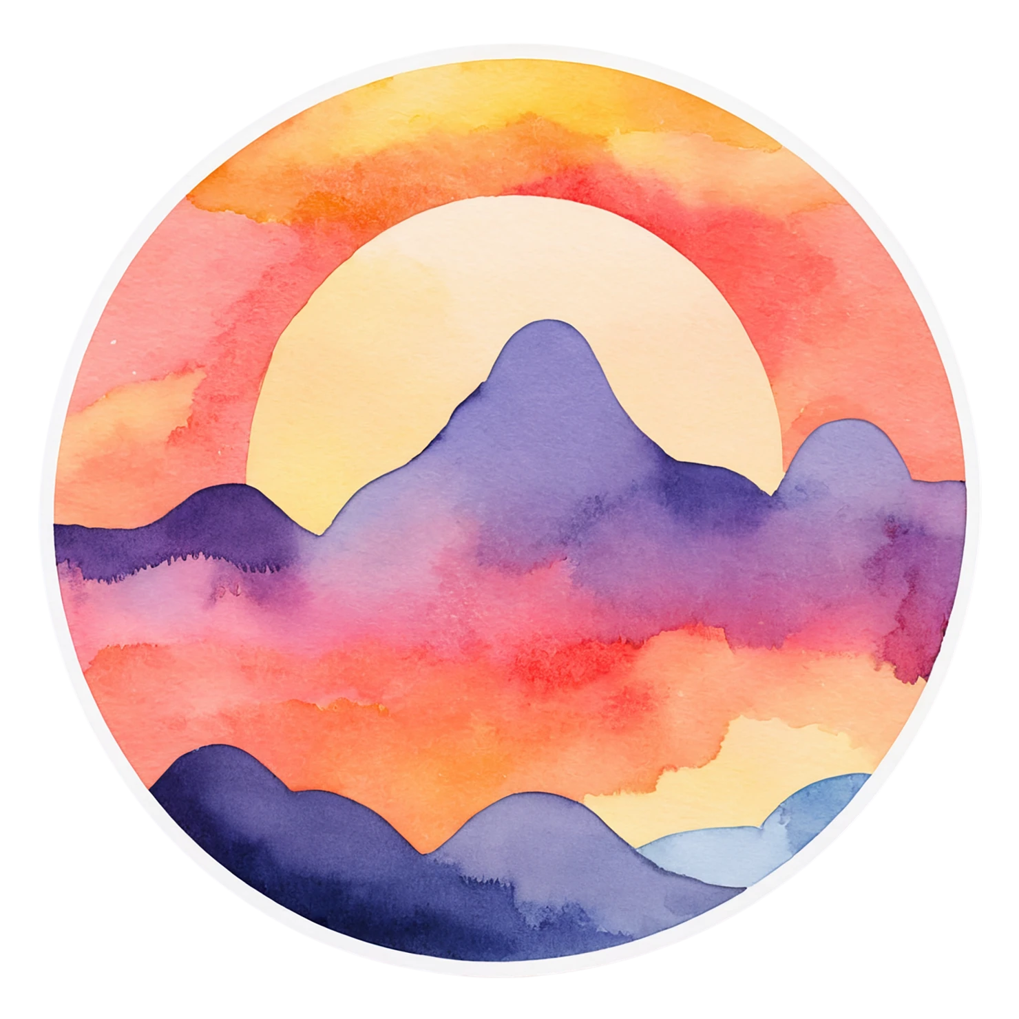 Sunset watercolor sticker isolated on transparent background #22734