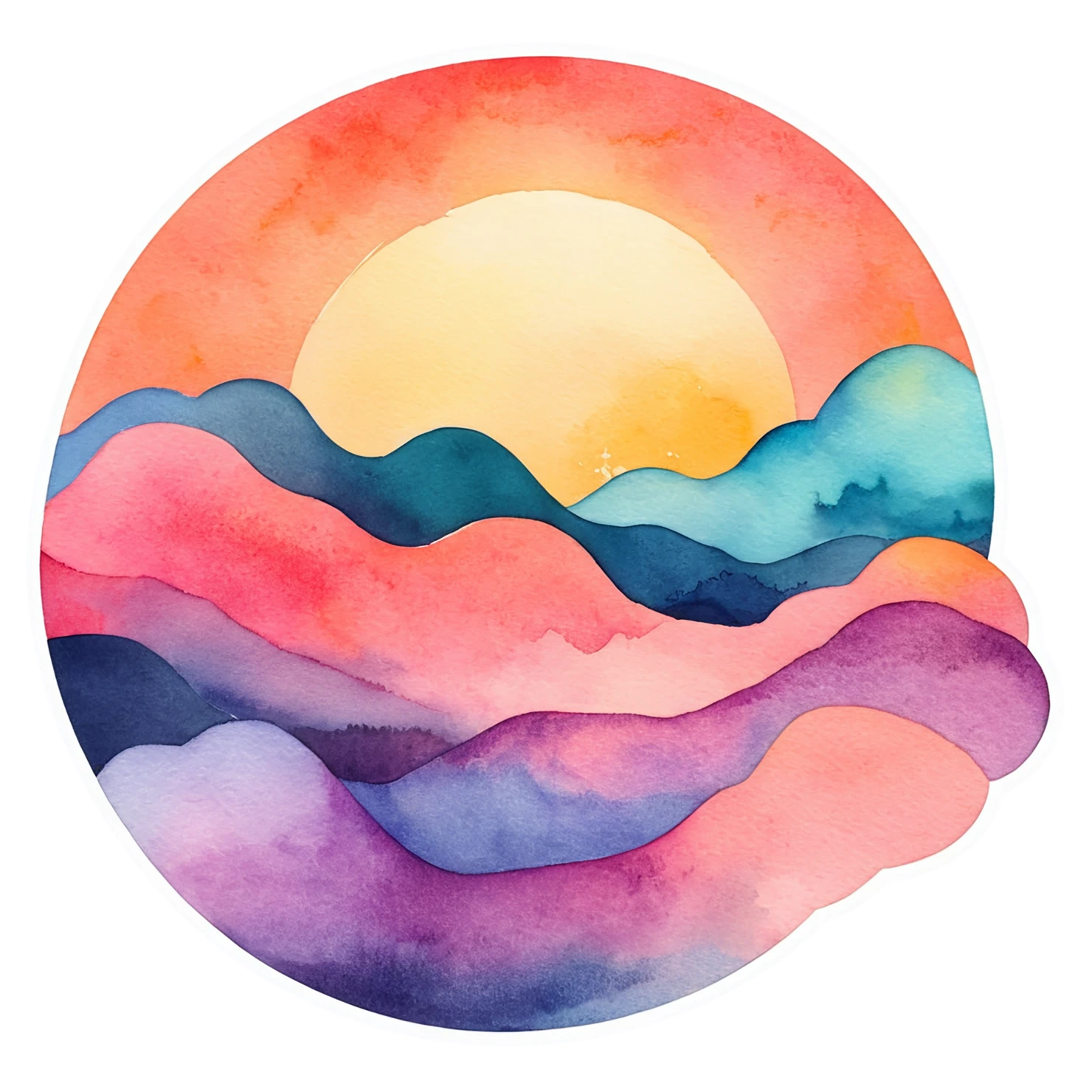 Sunset watercolor sticker isolated on transparent background #22737
