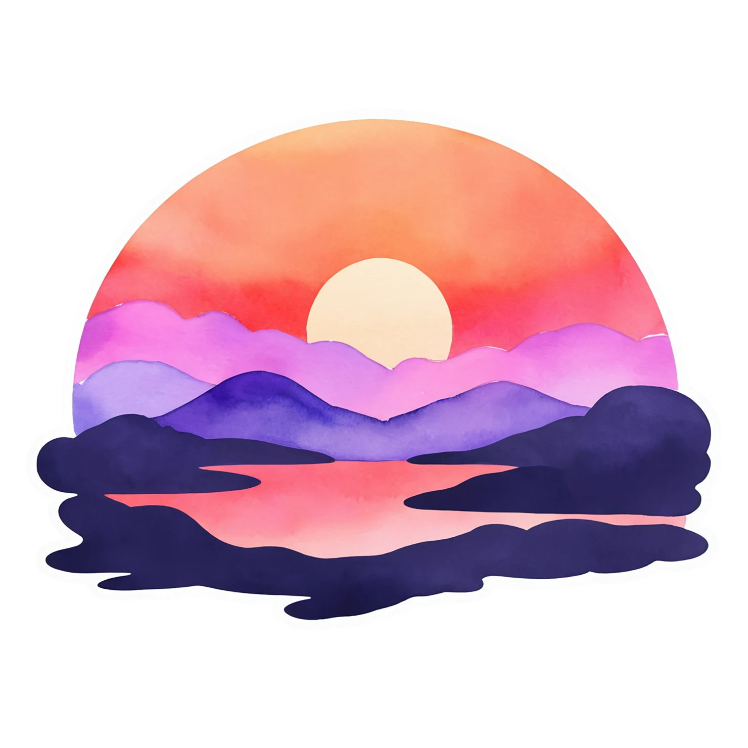Sunset watercolor sticker isolated on transparent background #22738
