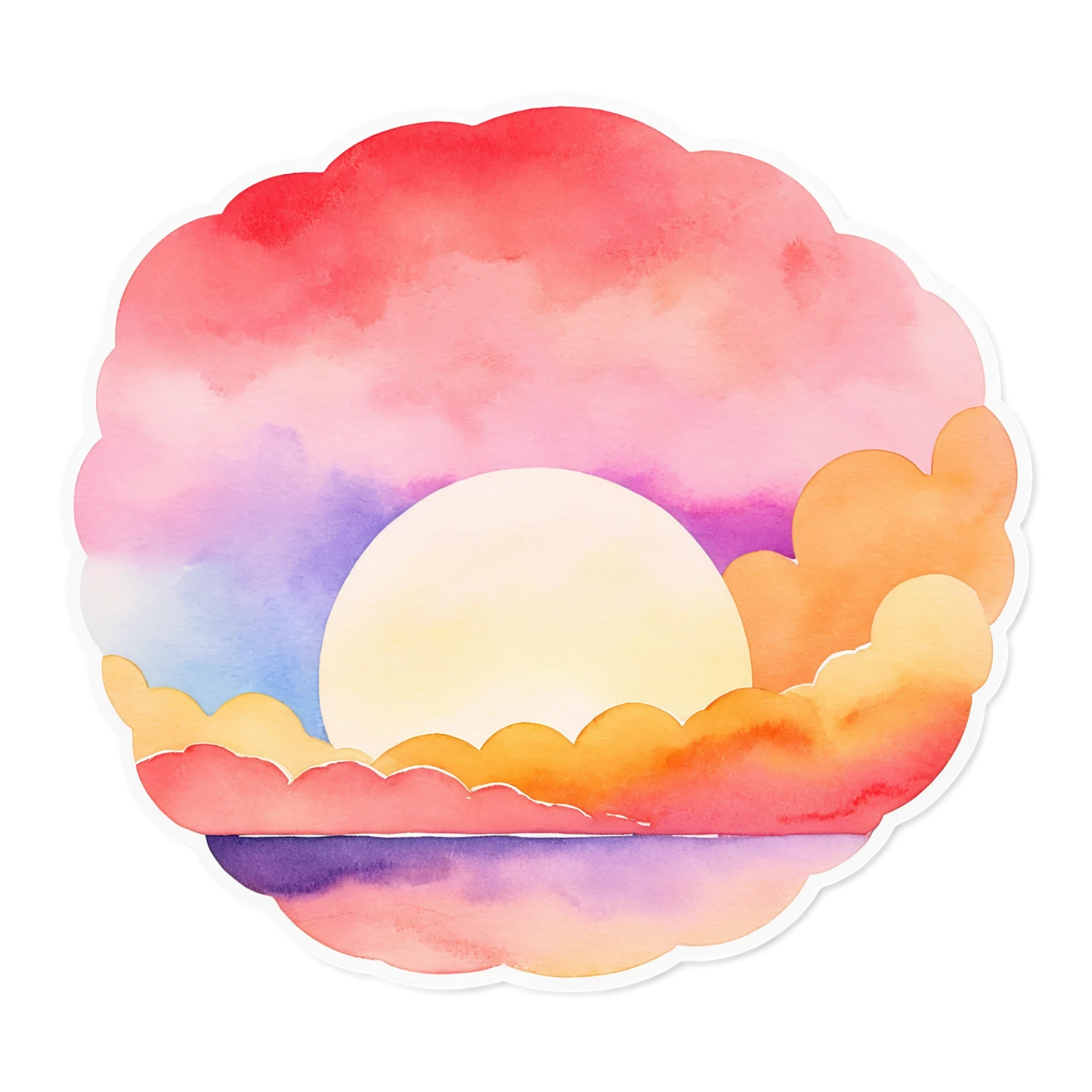 Sunset watercolor sticker isolated on transparent background #22740