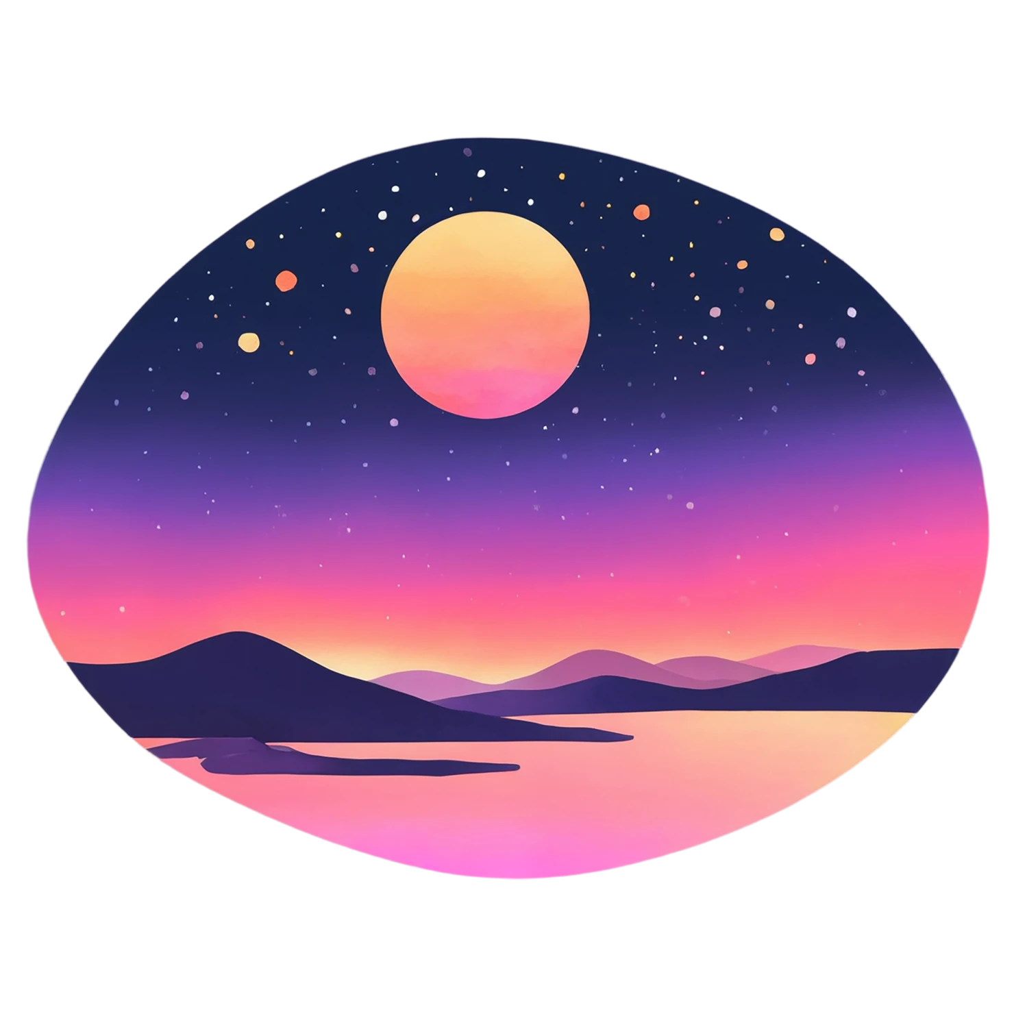 Sunset watercolor sticker isolated on transparent background #22742