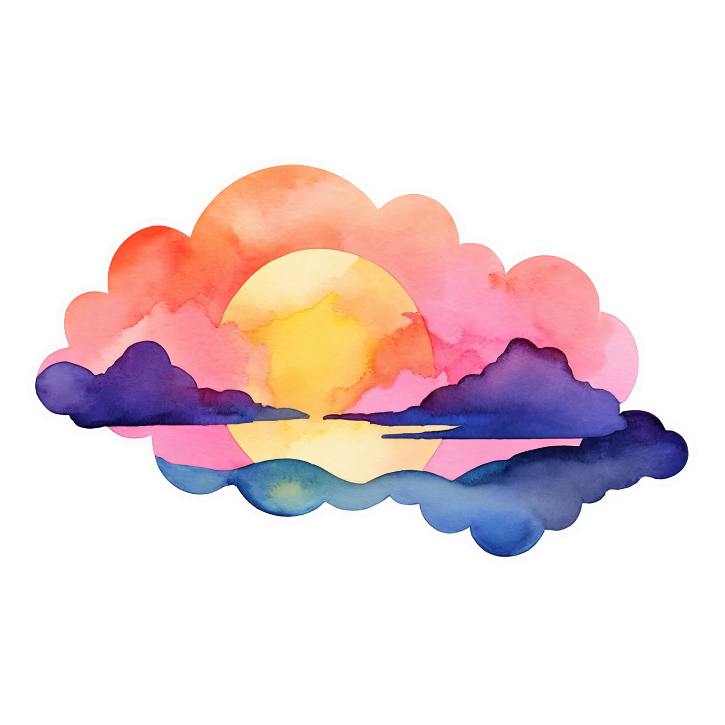 Sunset watercolor sticker isolated on transparent background #22743