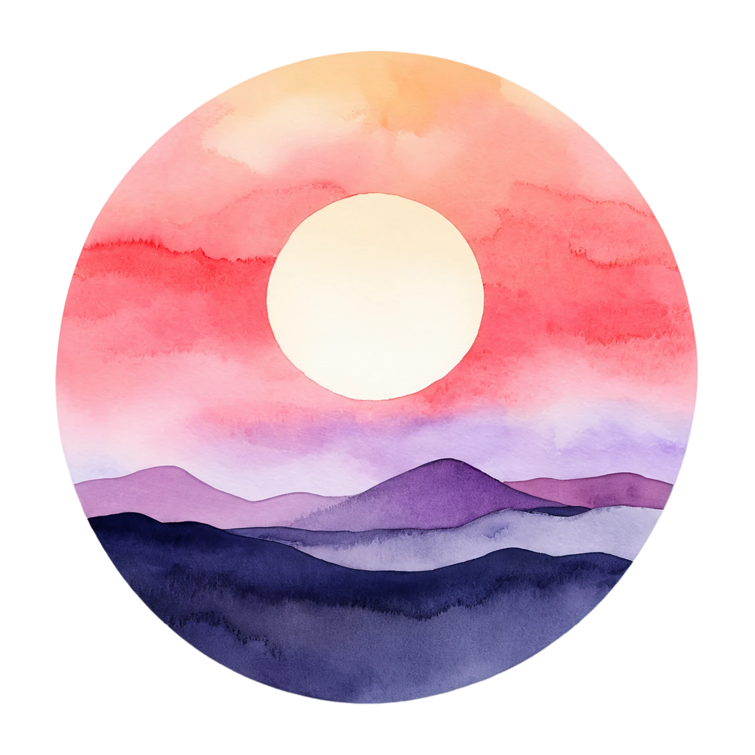 Sunset watercolor sticker isolated on transparent background #22744