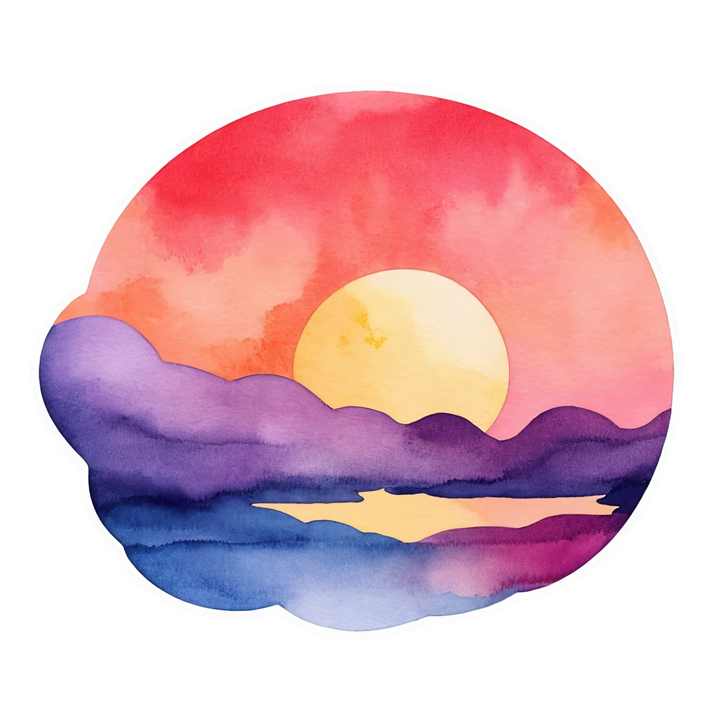 Sunset watercolor sticker isolated on transparent background #22745