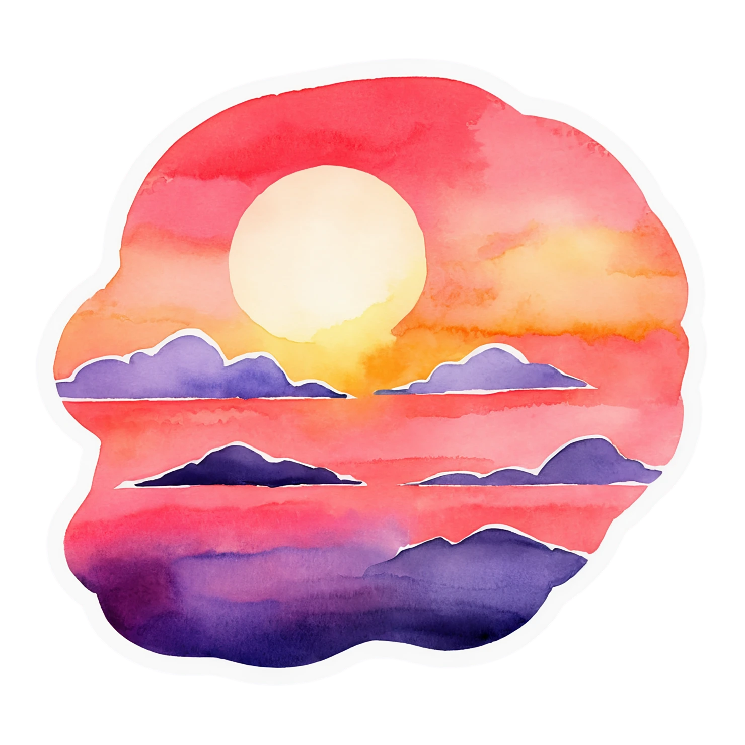 Sunset watercolor sticker isolated on transparent background #22746