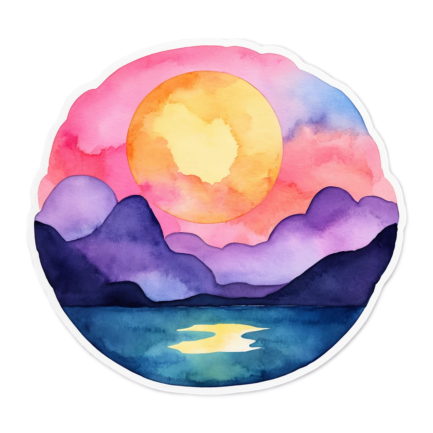 Sunset watercolor sticker isolated on transparent background #22747
