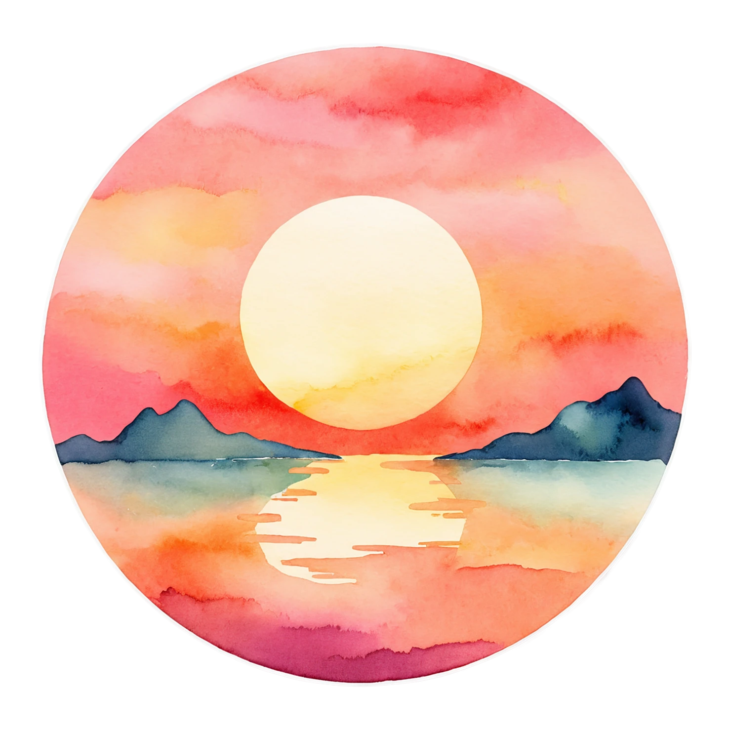 Sunset watercolor sticker isolated on transparent background #22748