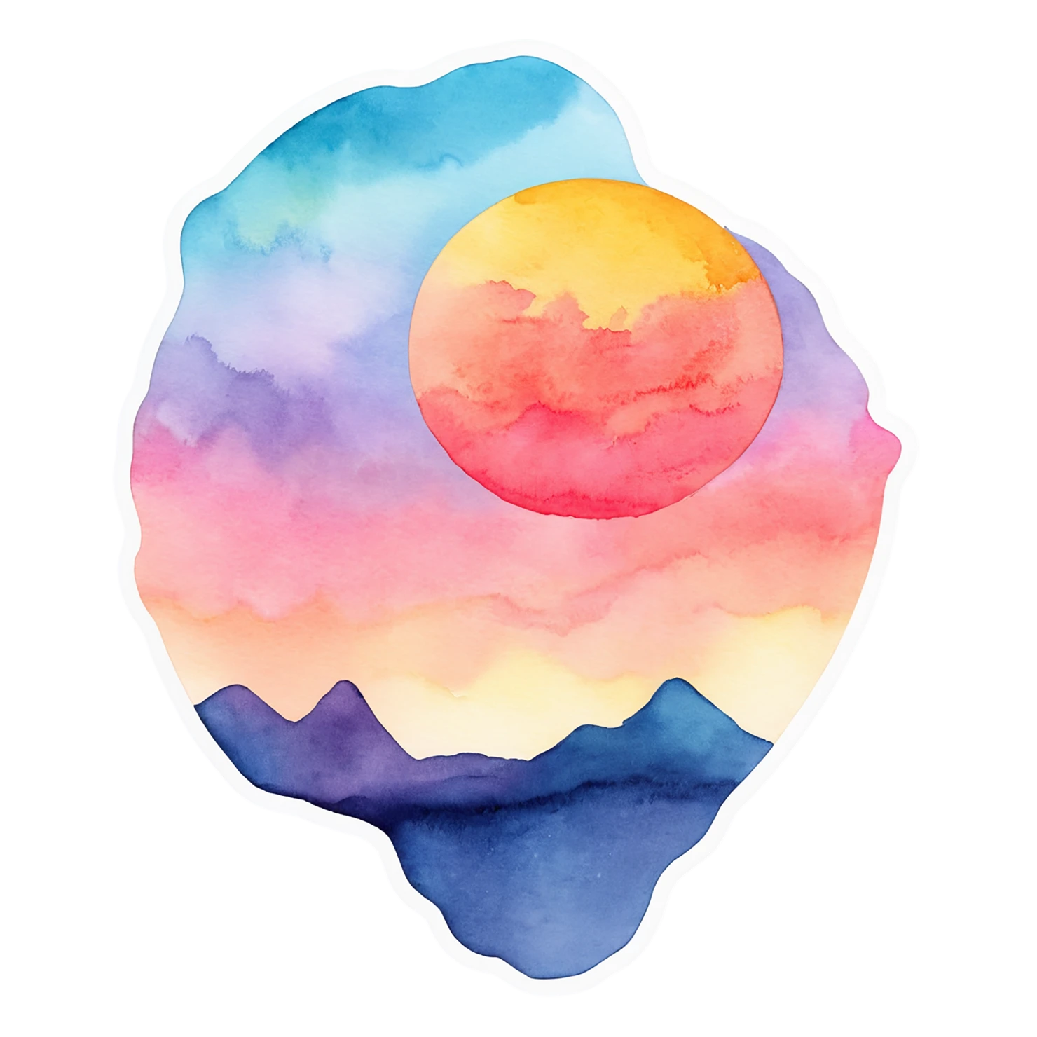 Sunset watercolor sticker isolated on transparent background #22749