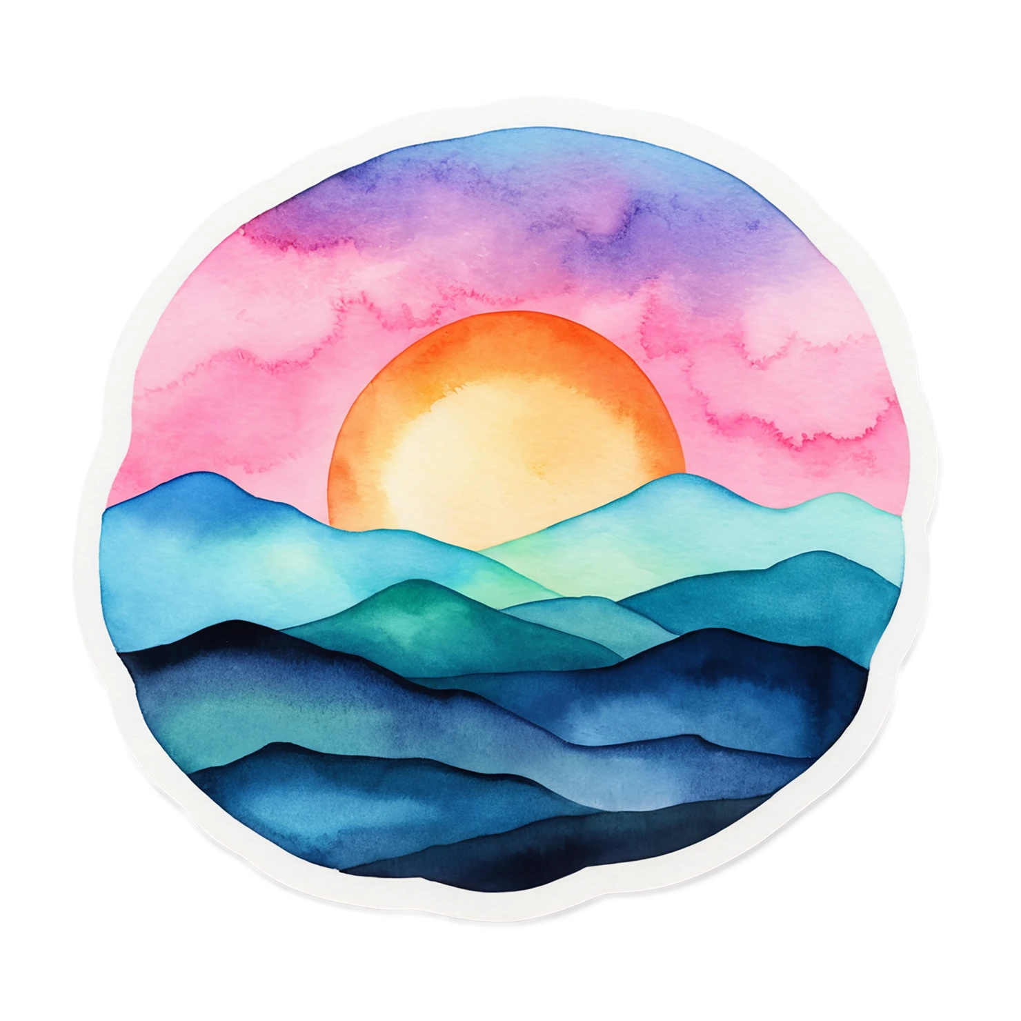 Sunset watercolor sticker isolated on transparent background #22750