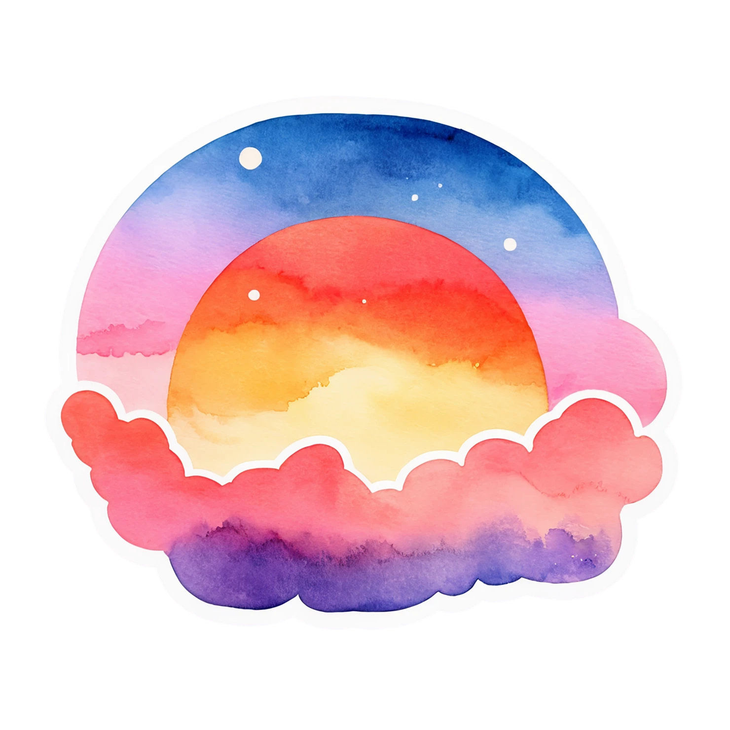 Sunset watercolor sticker isolated on transparent background #22756