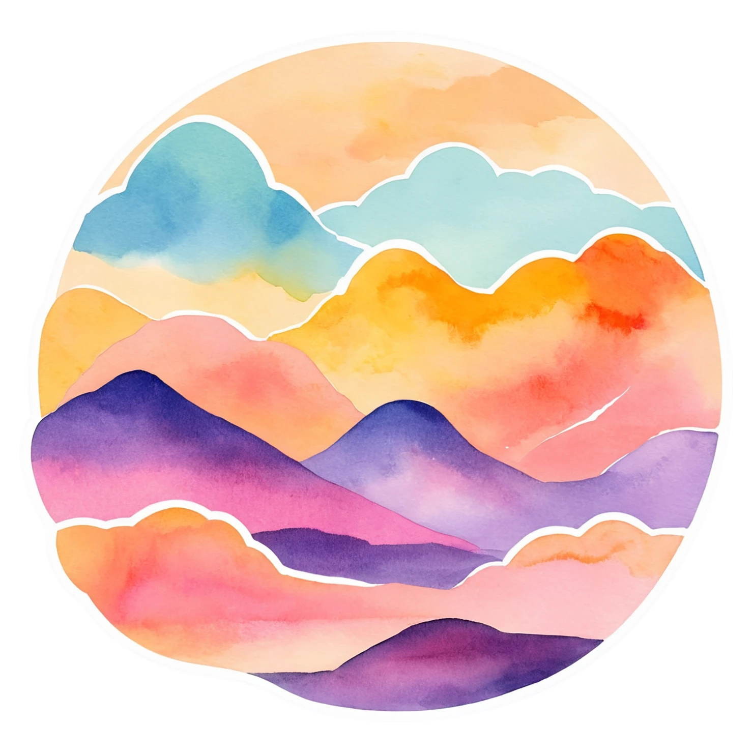Sunset watercolor sticker isolated on transparent background #22757