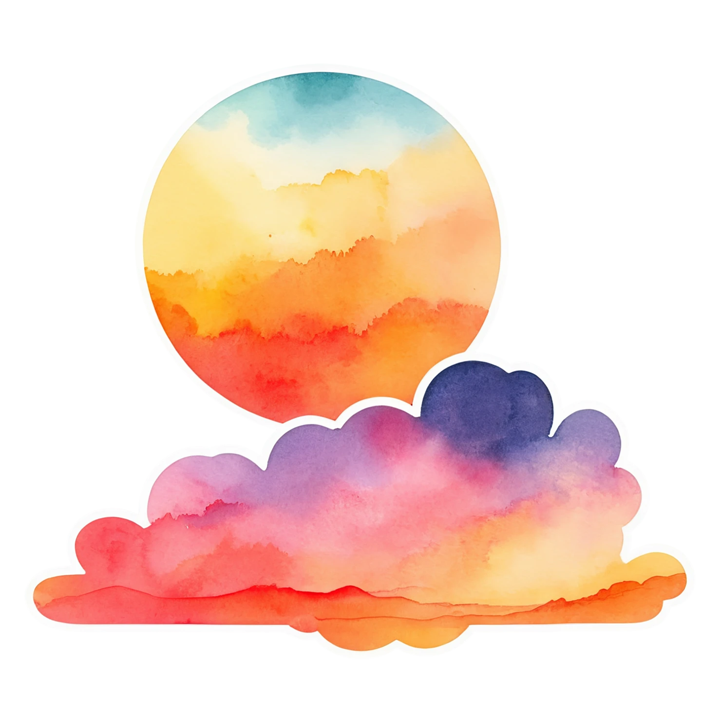 Sunset watercolor sticker isolated on transparent background #22758