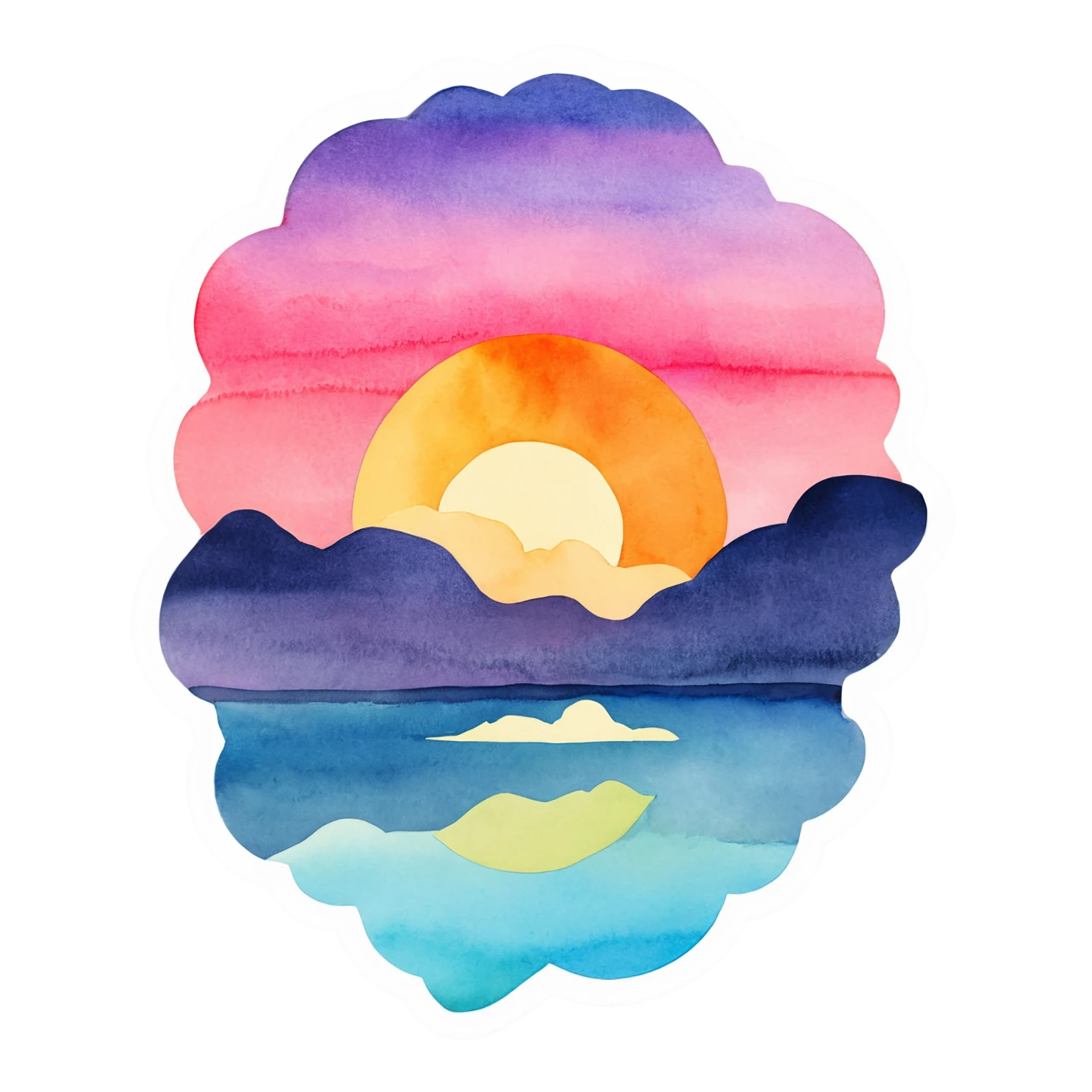 Sunset watercolor sticker isolated on transparent background #22759