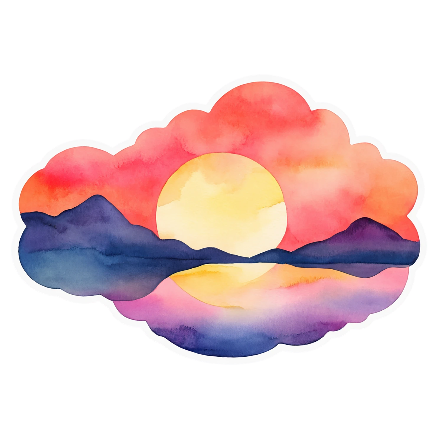 Sunset watercolor sticker isolated on transparent background #22762