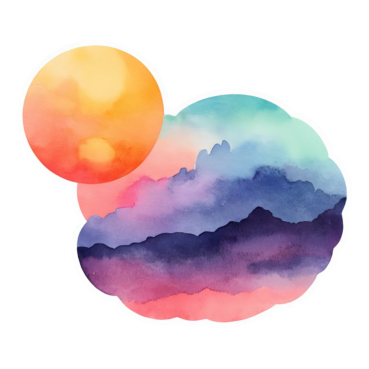 Sunset watercolor sticker isolated on transparent background #22764