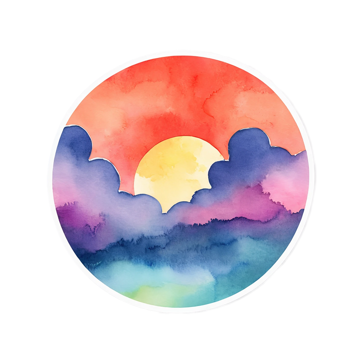 Sunset watercolor sticker isolated on transparent background #22765