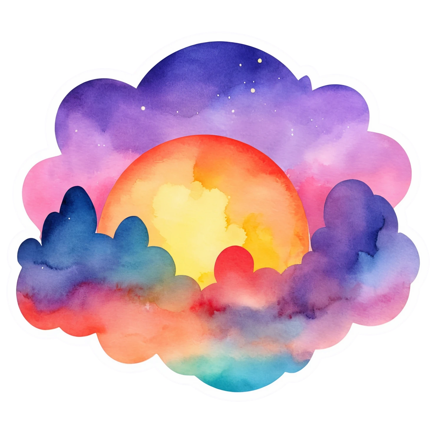 Sunset watercolor sticker isolated on transparent background #22767