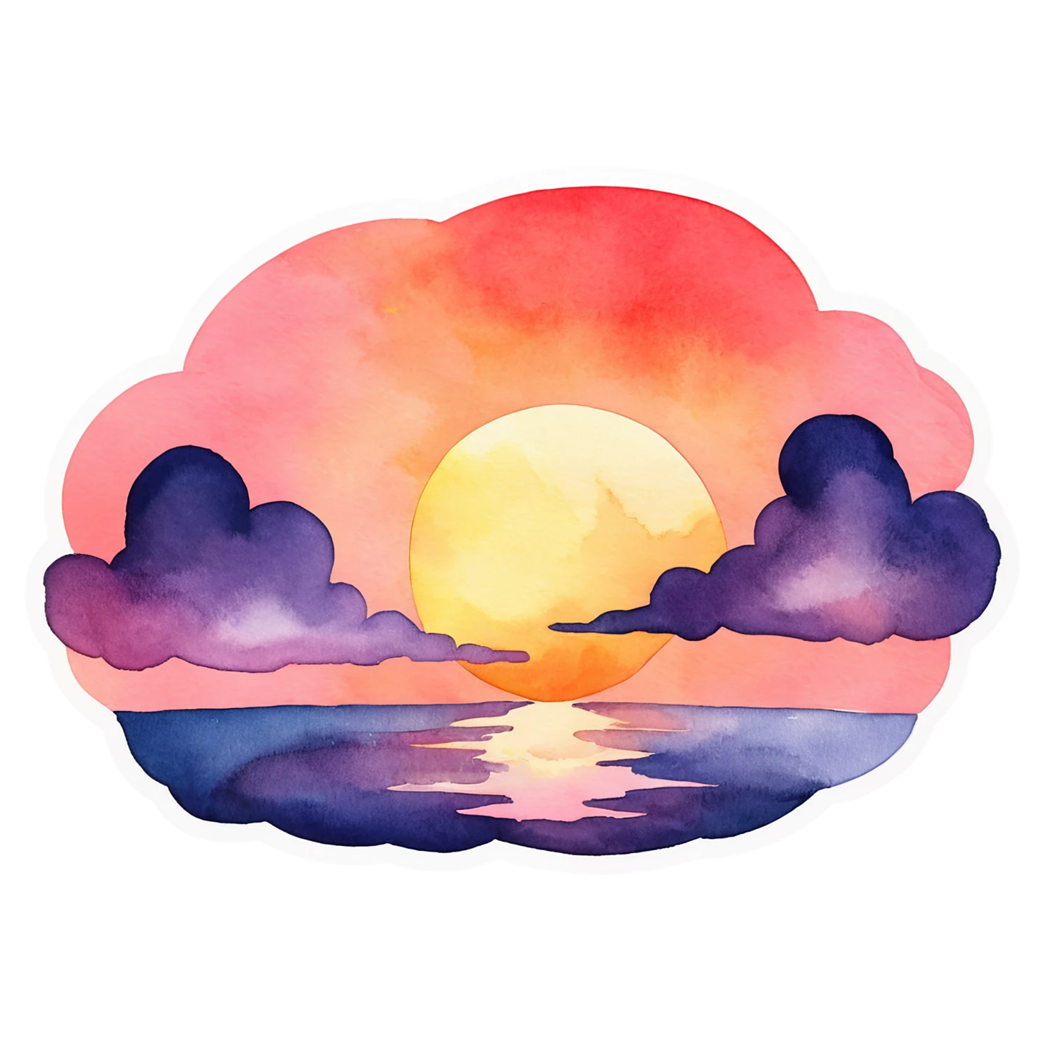 Sunset watercolor sticker isolated on transparent background #22769