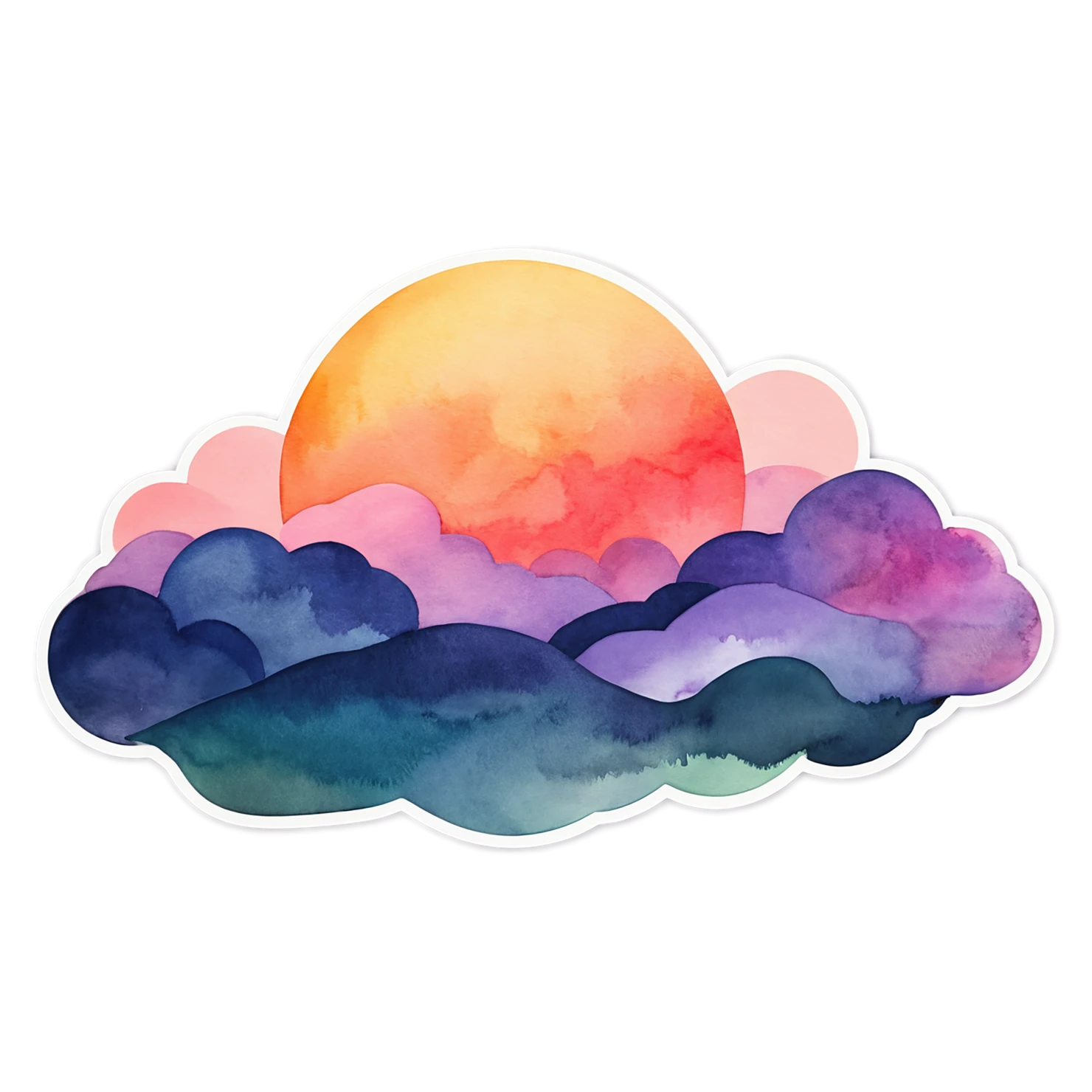 Sunset watercolor sticker isolated on transparent background #22770