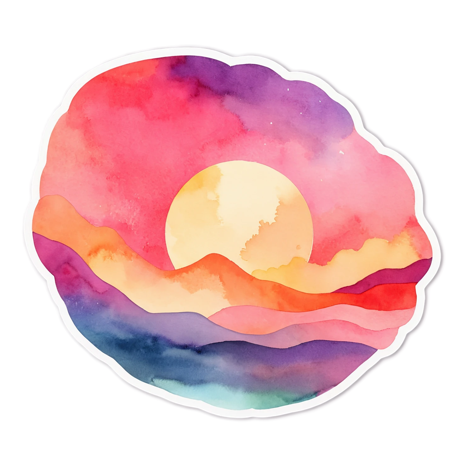 Sunset watercolor sticker isolated on transparent background #22772