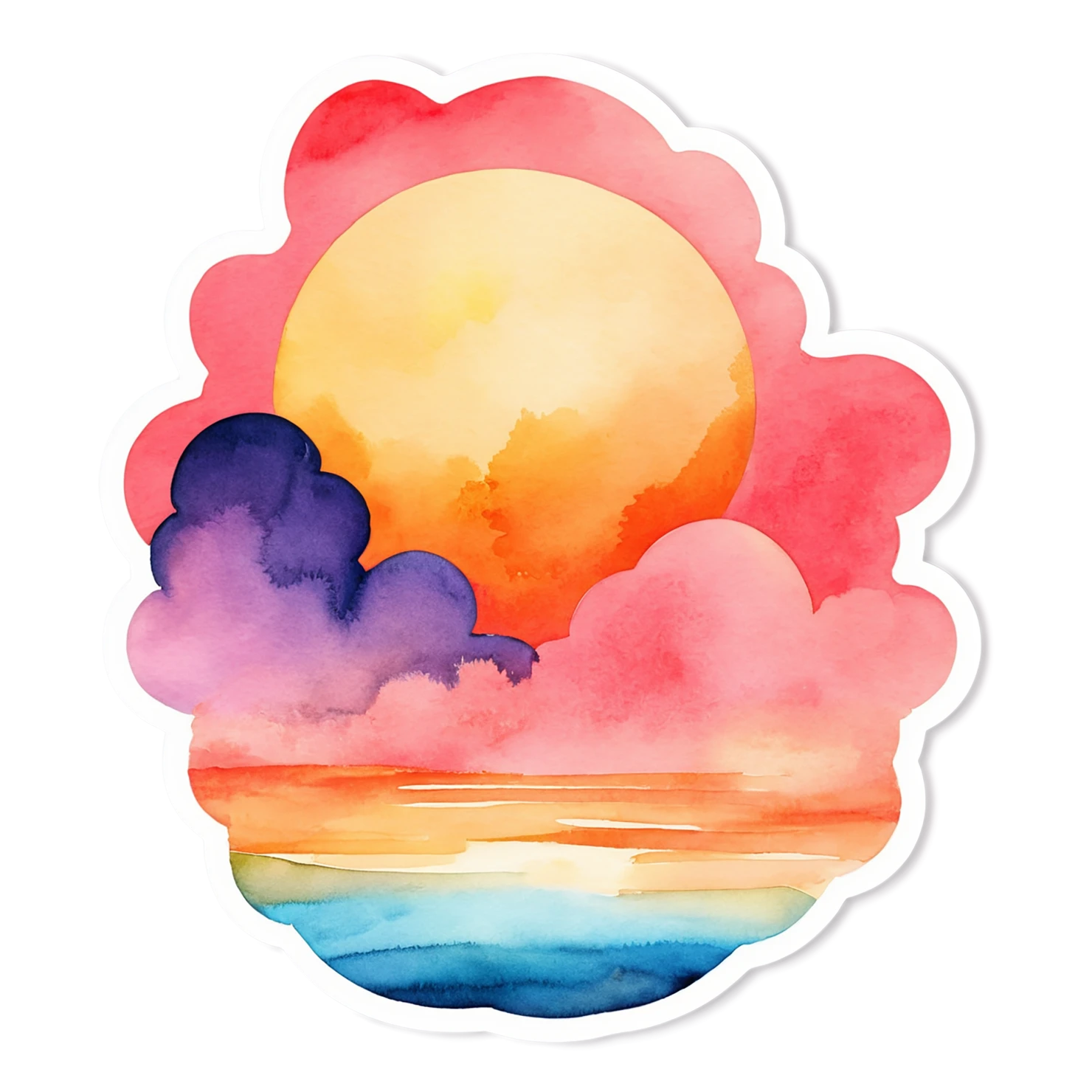 Sunset watercolor sticker isolated on transparent background #22773