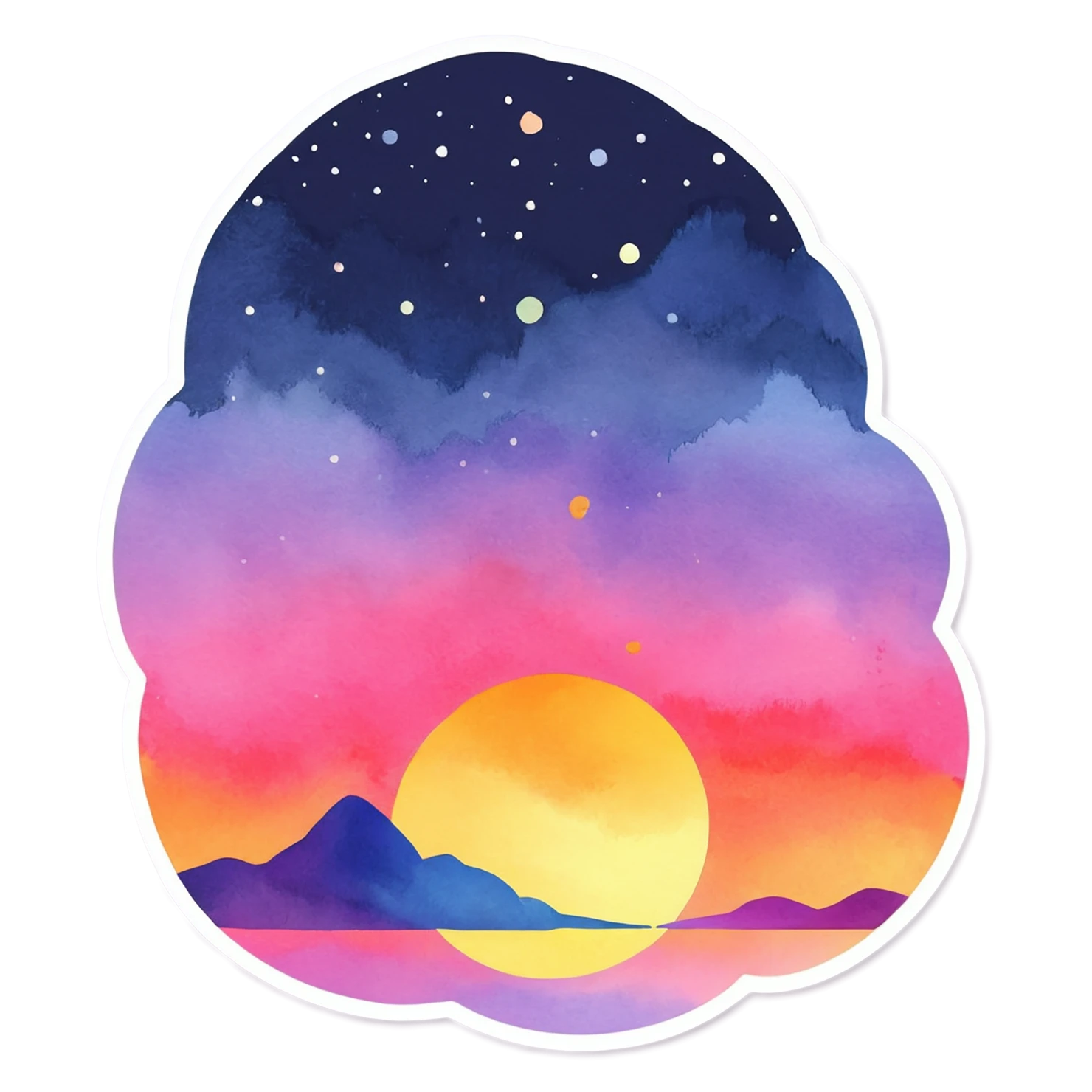 Sunset watercolor sticker isolated on transparent background #22777