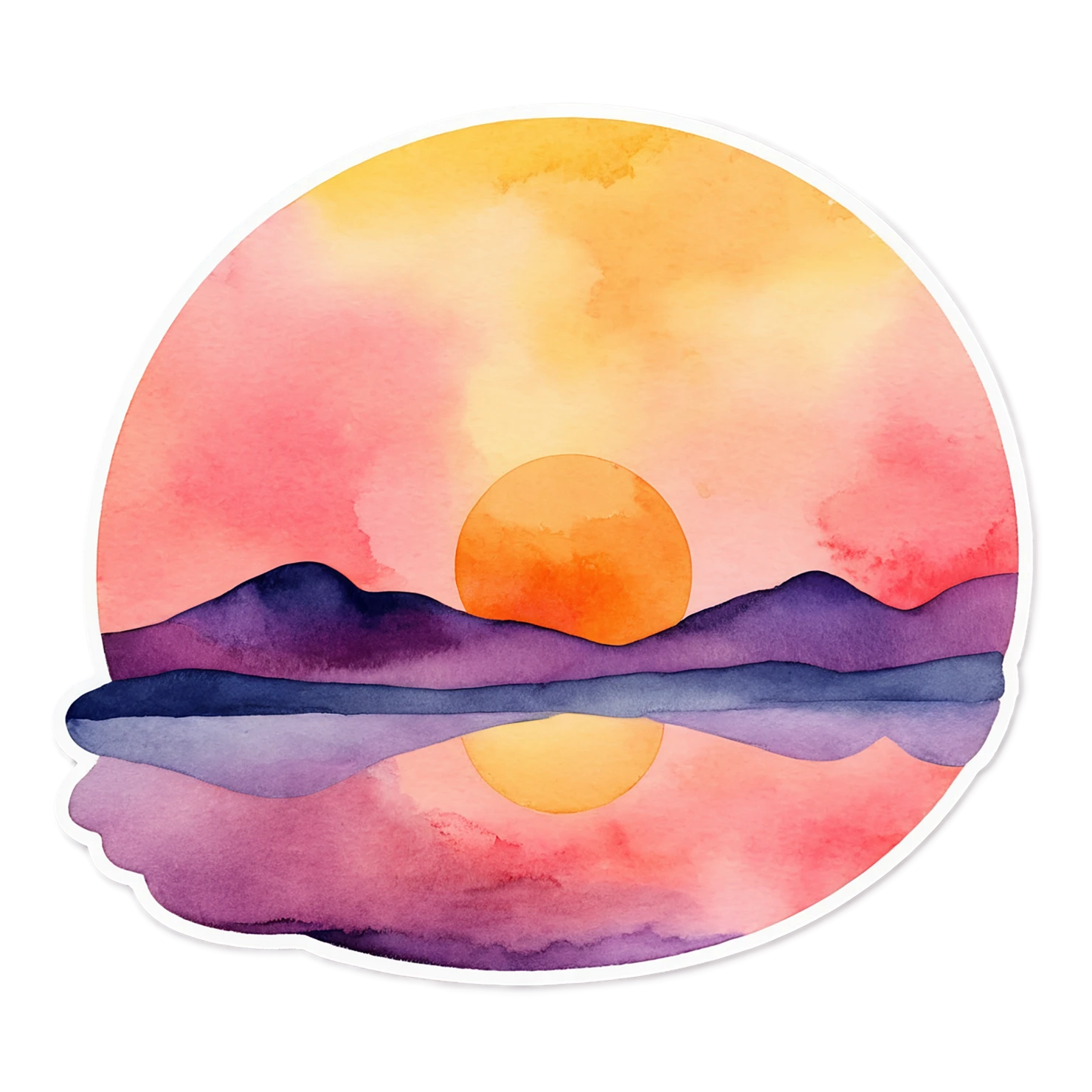 Sunset watercolor sticker isolated on transparent background #22780