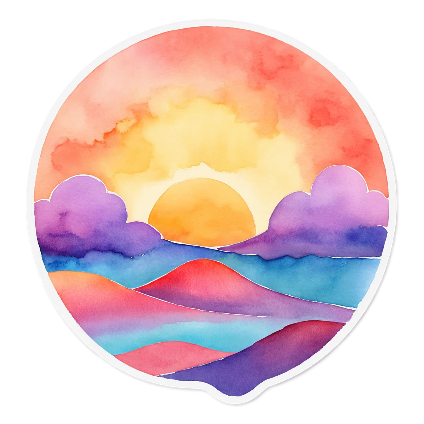Sunset watercolor sticker isolated on transparent background #22781