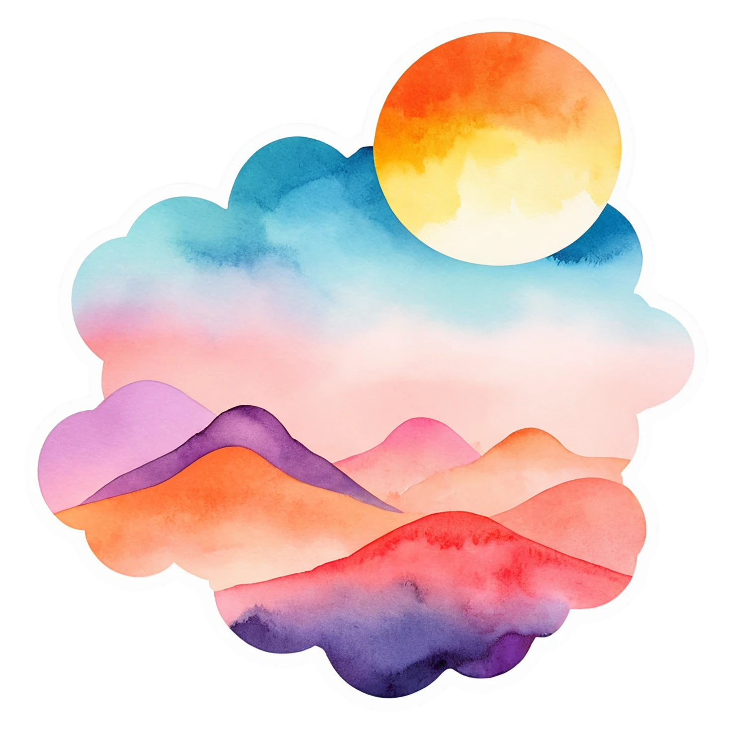 Sunset watercolor sticker isolated on transparent background #22782