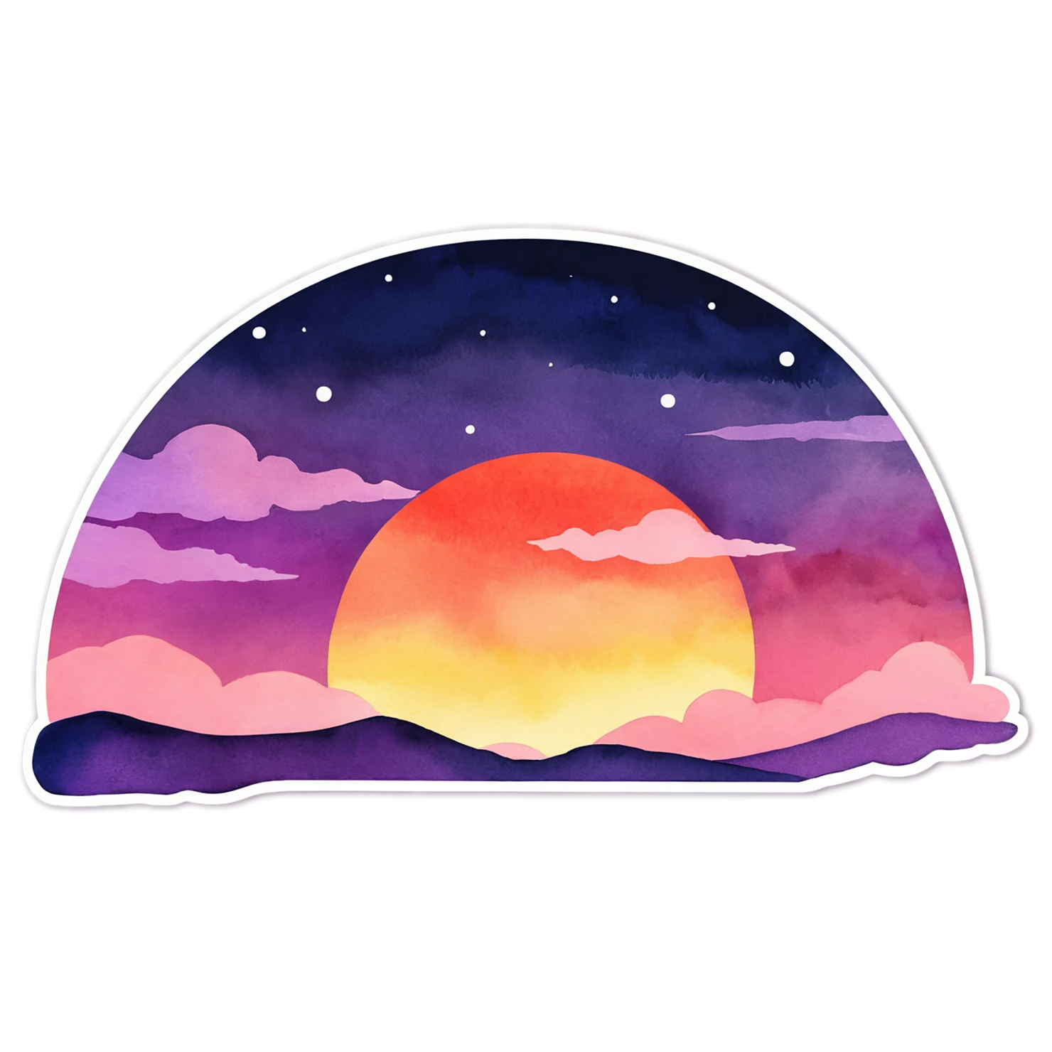 Sunset watercolor sticker isolated on transparent background #22783