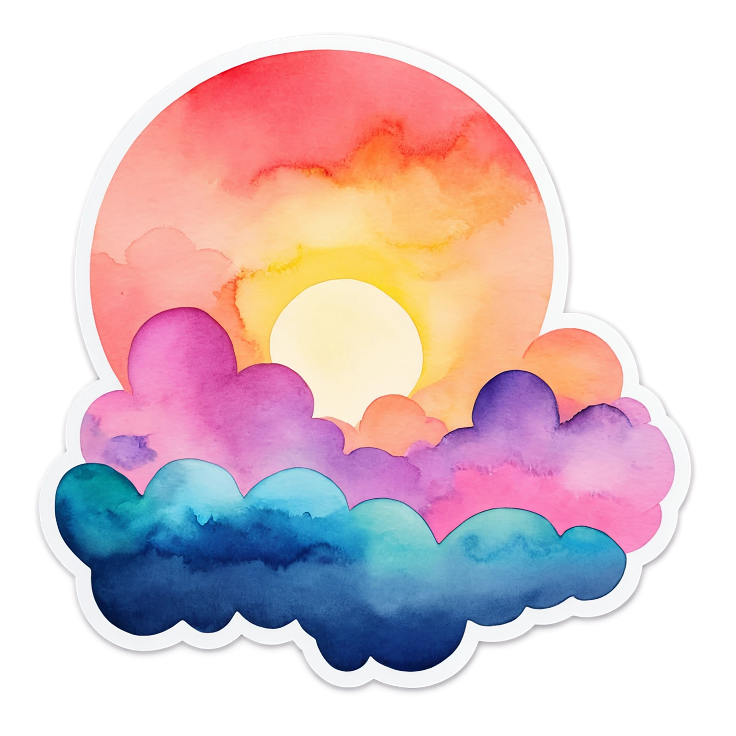 Sunset watercolor sticker isolated on transparent background #22784