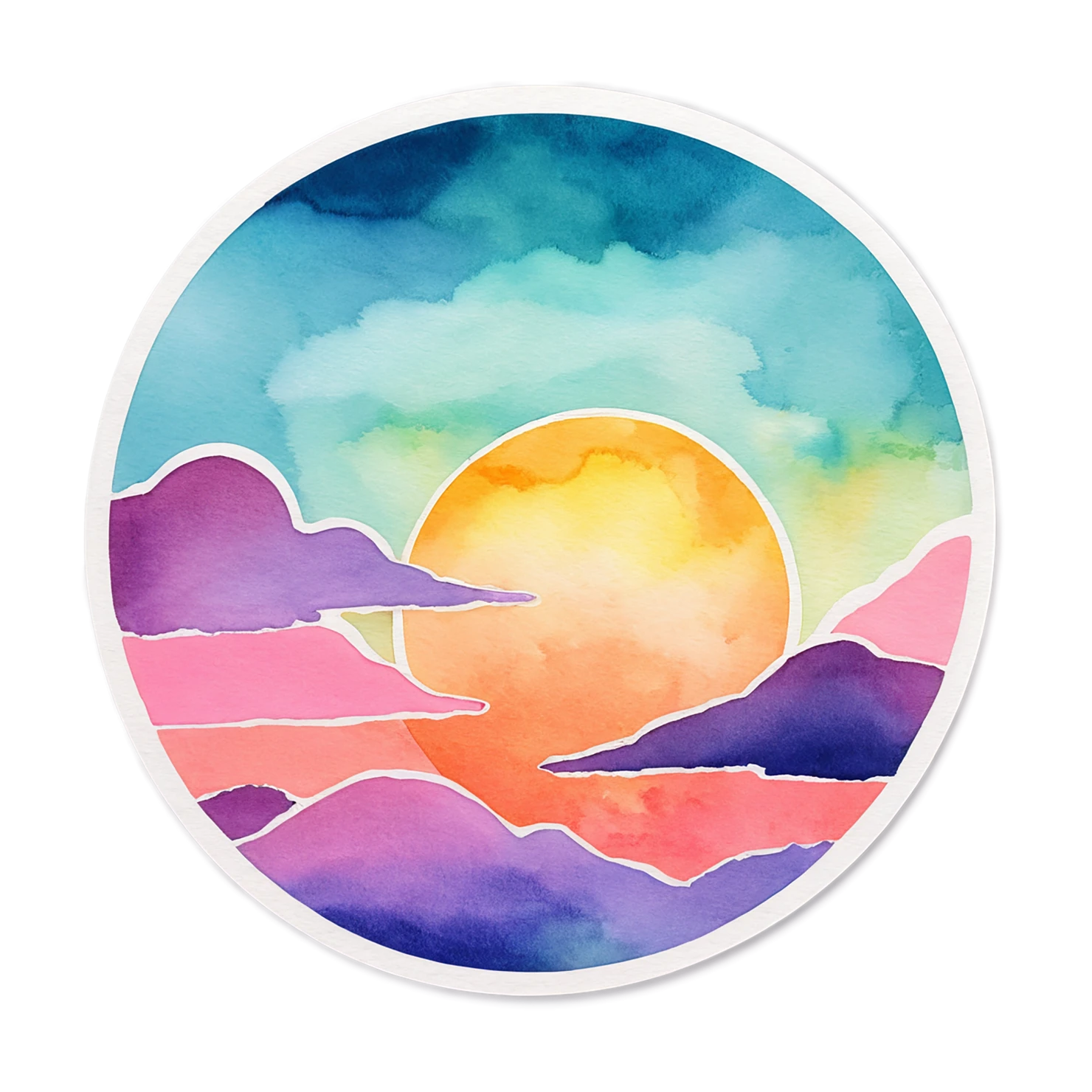 Sunset watercolor sticker isolated on transparent background #22786