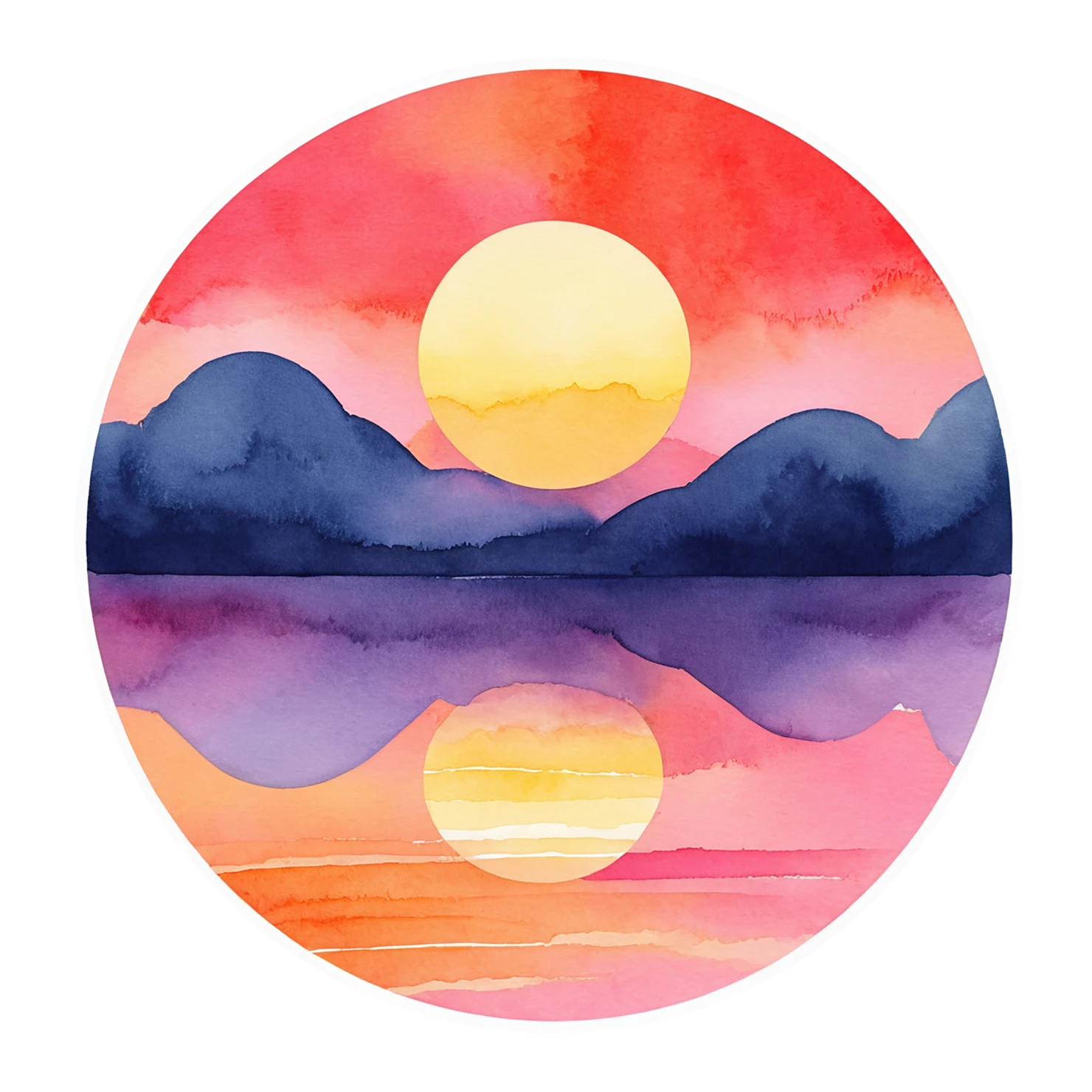 Sunset watercolor sticker isolated on transparent background #22789