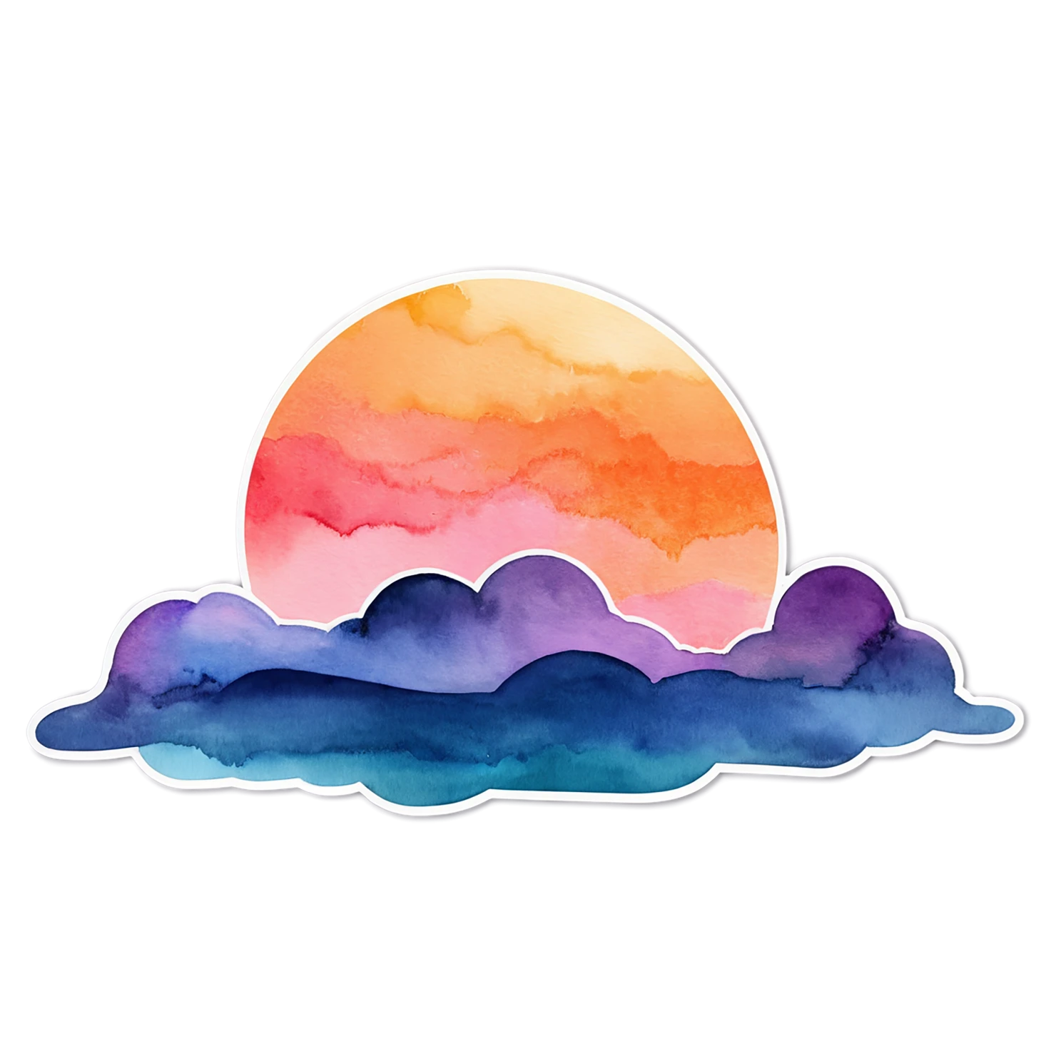 Sunset watercolor sticker isolated on transparent background #22791