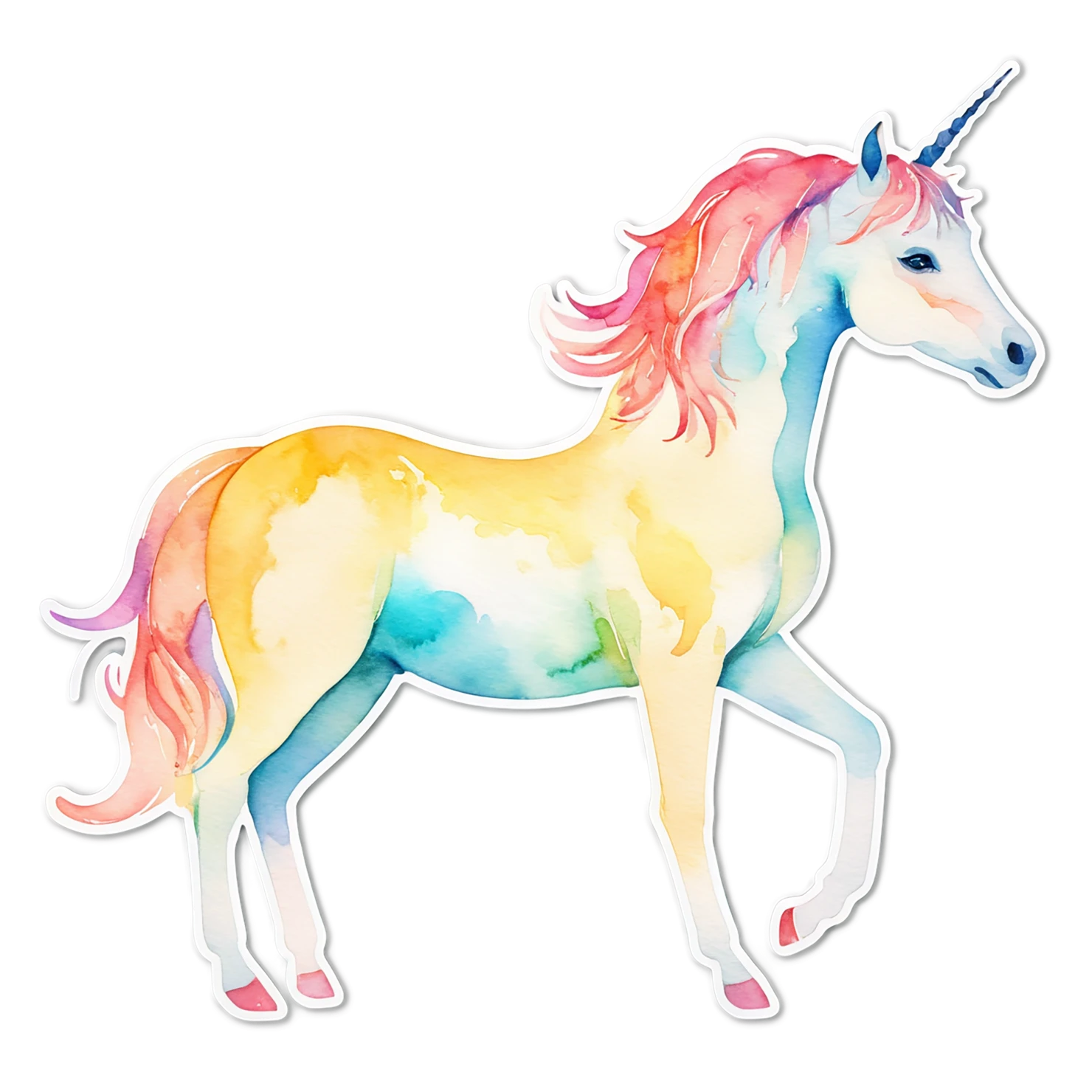 Unicorn watercolor sticker isolated on transparent background #22796