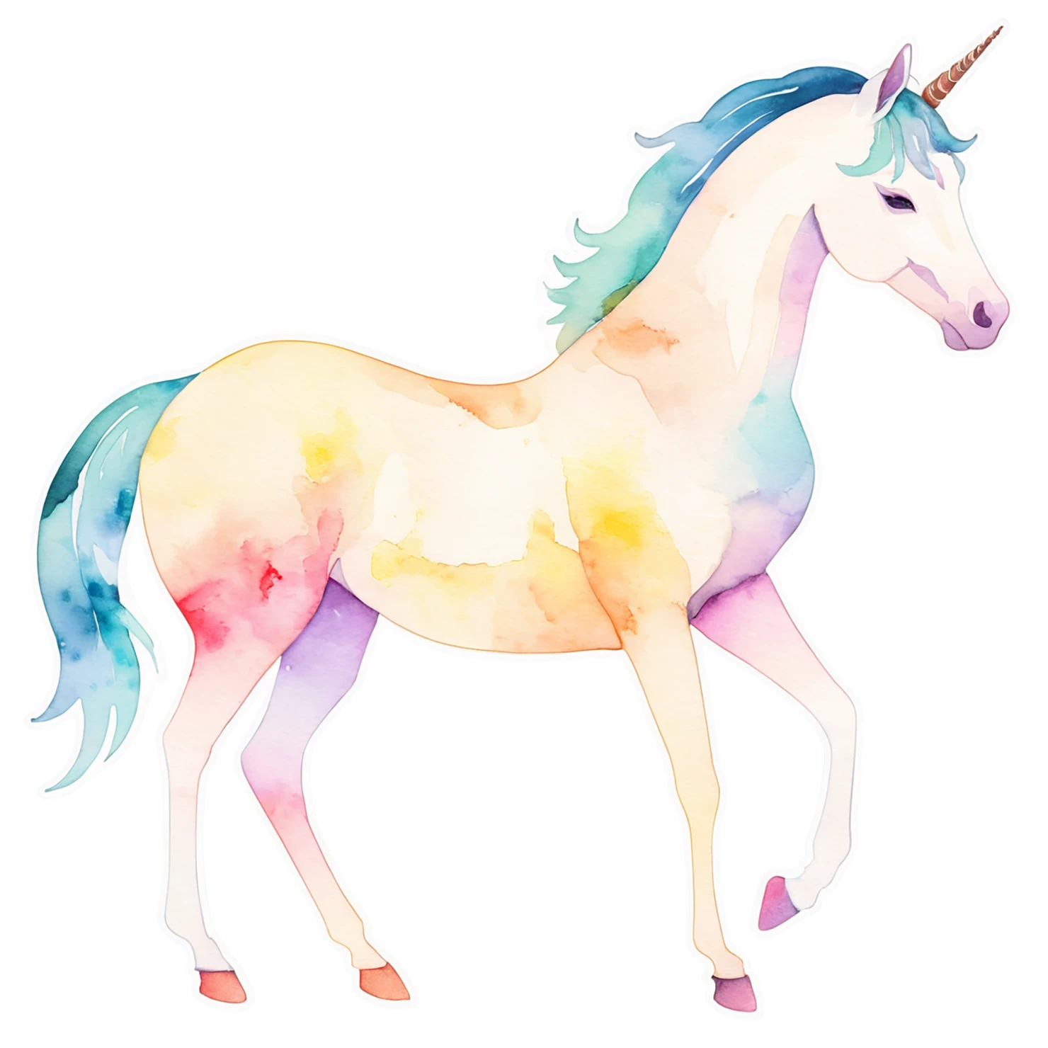 Unicorn watercolor sticker isolated on transparent background #22797